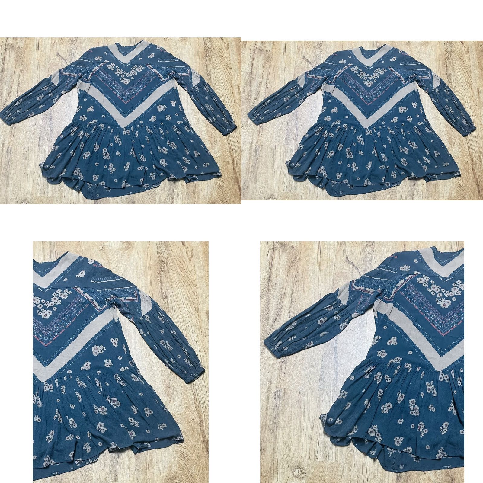 Free People VINTAGE? No — Free People Dress Floral Brown Hippie Bohemian Women’s Small Knee Length Long Sleeve Rayon Cotton Blend Shirt? Size S / US 4 / IT 40 - 8 Thumbnail