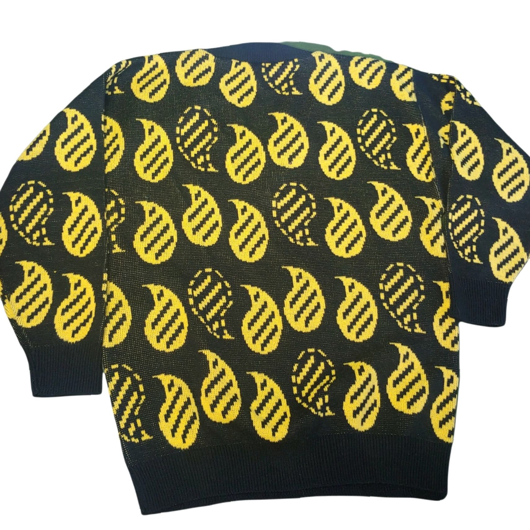 Vintage VINTAGE Stefano Sweater Large V Neck Retro Paisley Black Yellow 80s Women's Pullover Knit Long Sleeve Modern 1980s Retro Woman Mens? Size L / US 10 / IT 46 - 2 Thumbnail