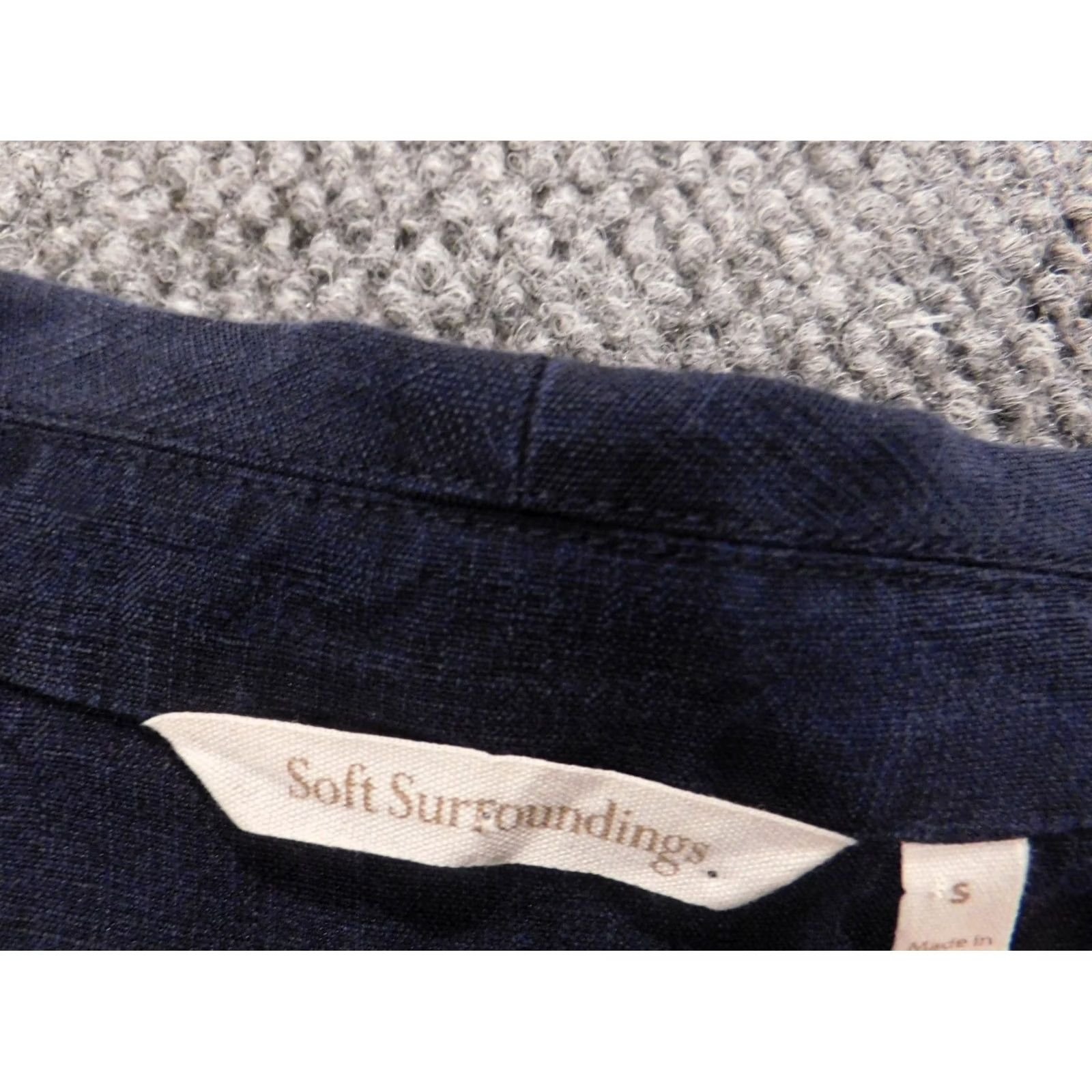 Soft Surroundings Soft Surroundings Jacket Womens Blue Small Button Linen Blazer Knit Fabric Casual Fall Winter Regular Size S Clothing Adults Womens Size S / US 4 / IT 40 - 4 Thumbnail