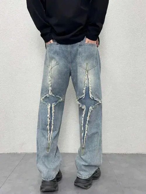 Jean Distressed Stack Baggy Jeans, Flared Jeans Size US 32 / EU 48 - 6 Thumbnail
