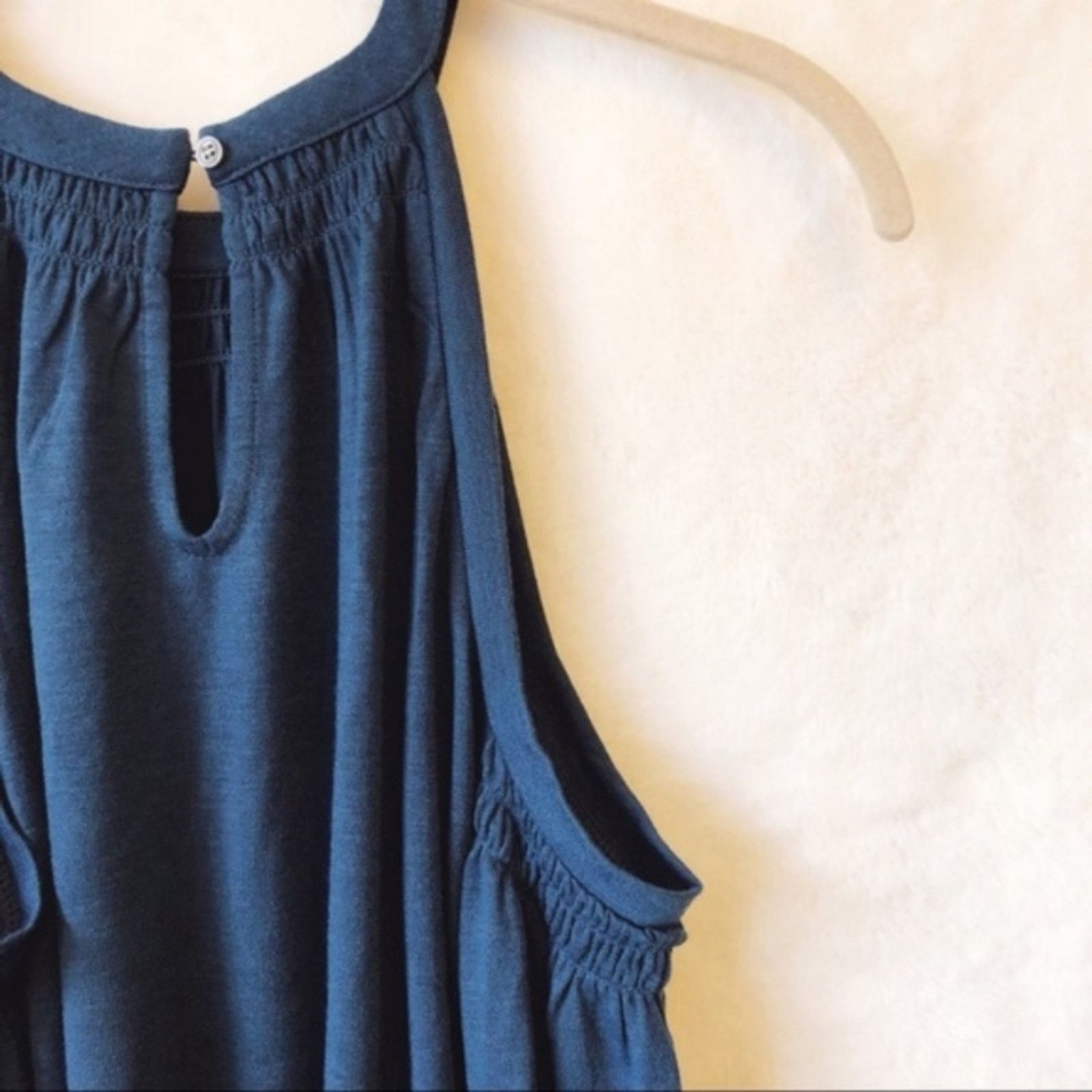 Loft LOFT Blue Smocked Cold Shoulder Top Size S / US 4 / IT 40 - 4 Thumbnail