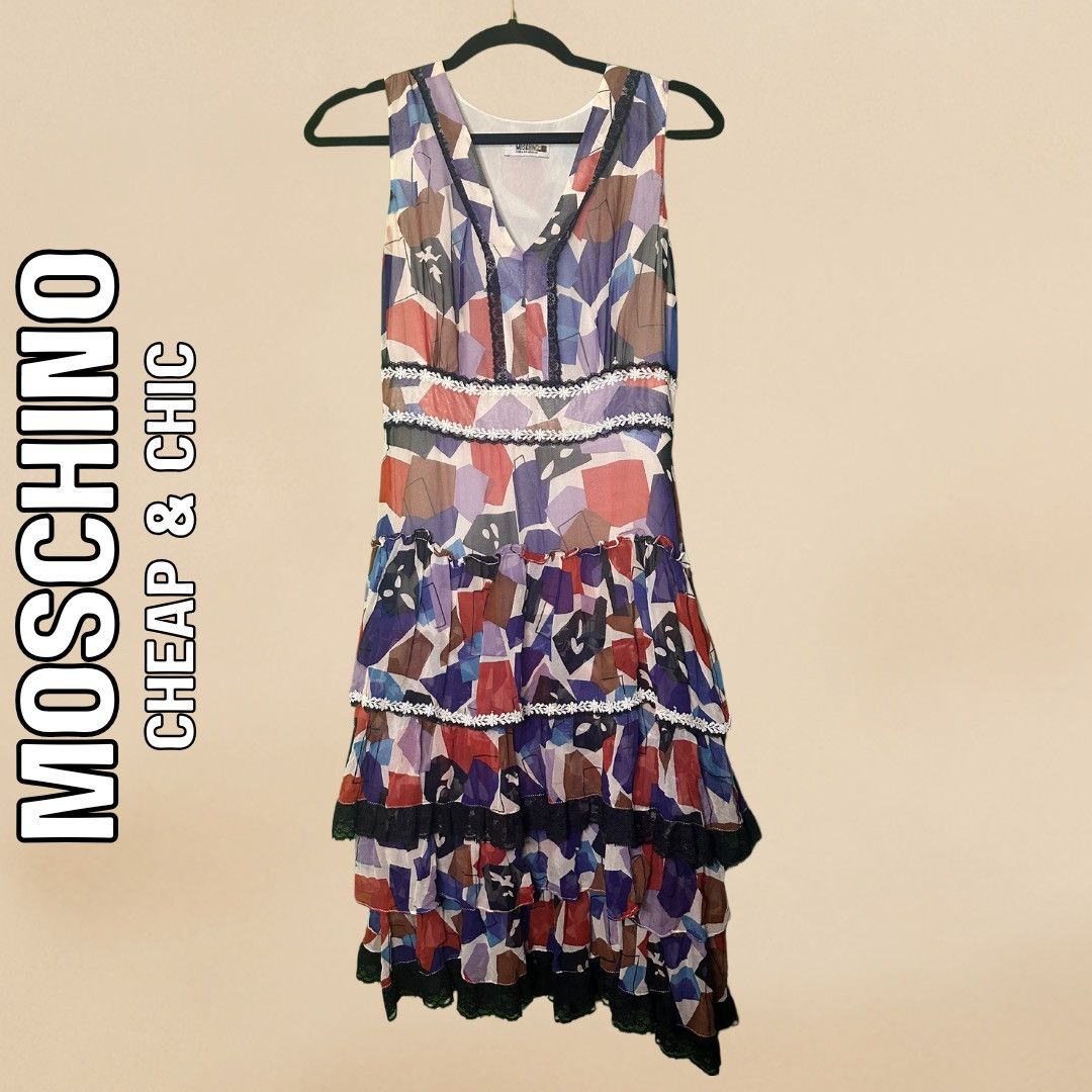Boutique Moschino × Moschino × Vintage Moschino Archive Silk Boho Ruffle Dress Y2K Size 6 Size M / US 6-8 / IT 42-44 - 1 Thumbnail