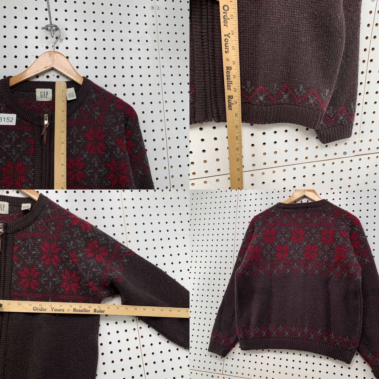 Gap VINTAGE GAP Wool Cardigan Sweater Zip Womens M Brown Nordic Snowflake Size M / US 6-8 / IT 42-44 - 8 Thumbnail