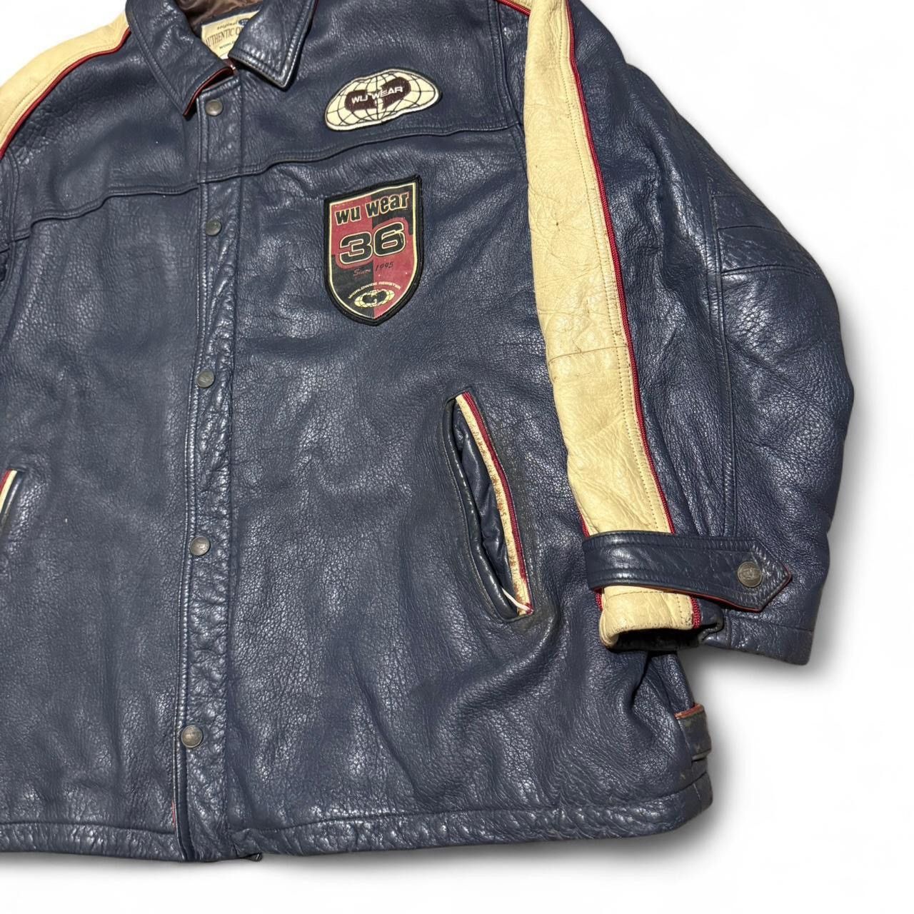 Wu-Tang Clan Vintage Wu Wear “Wu-Tang 36 Heavy Duty”Leather Jacket Size US XXL / EU 58 / 5 - 4 Thumbnail