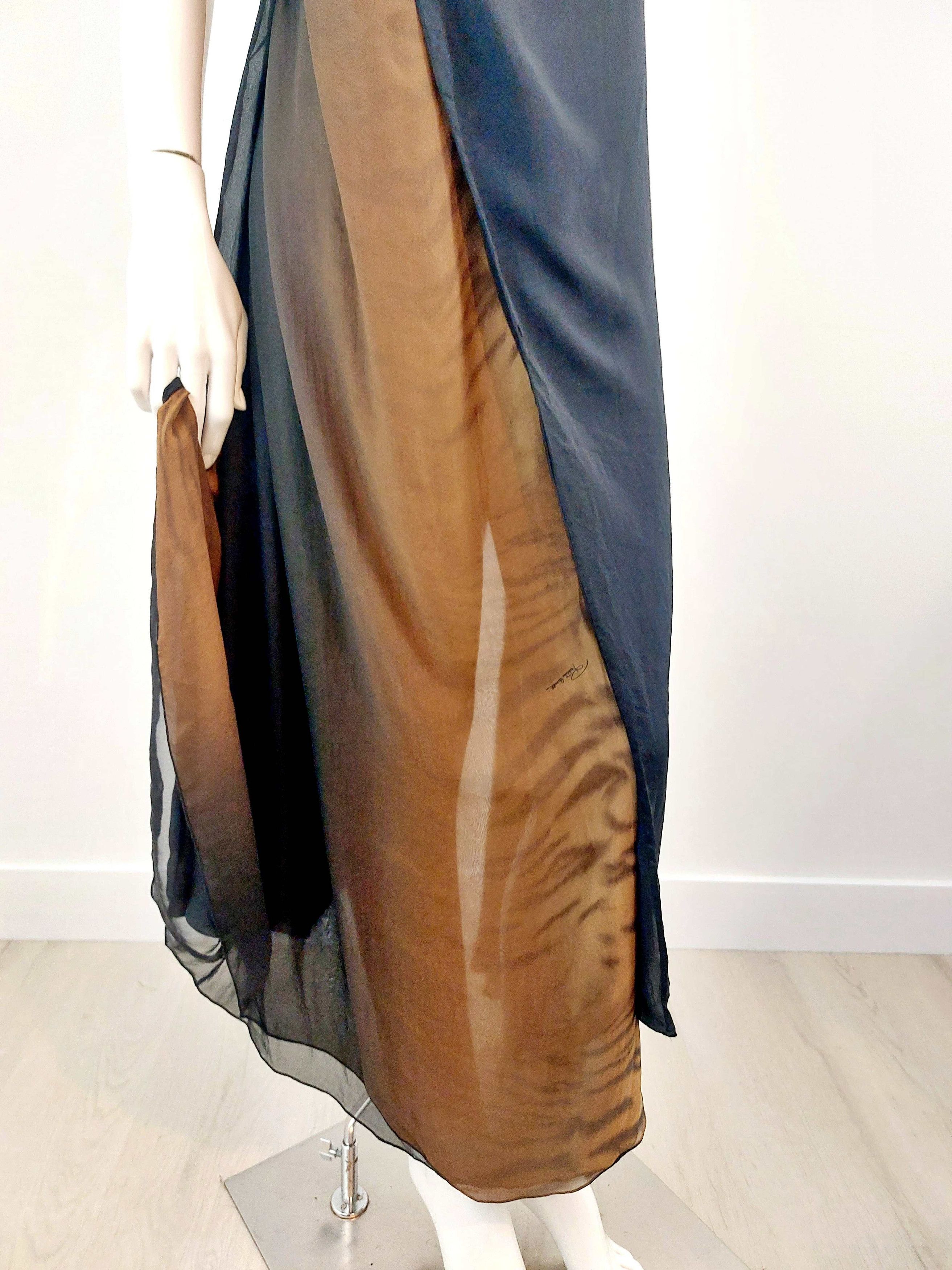 Roberto Cavalli Roberto Cavalli FW2000 Tiger Silk Maxi Dress Evening Gown Size S / US 4 / IT 40 - 13 Thumbnail
