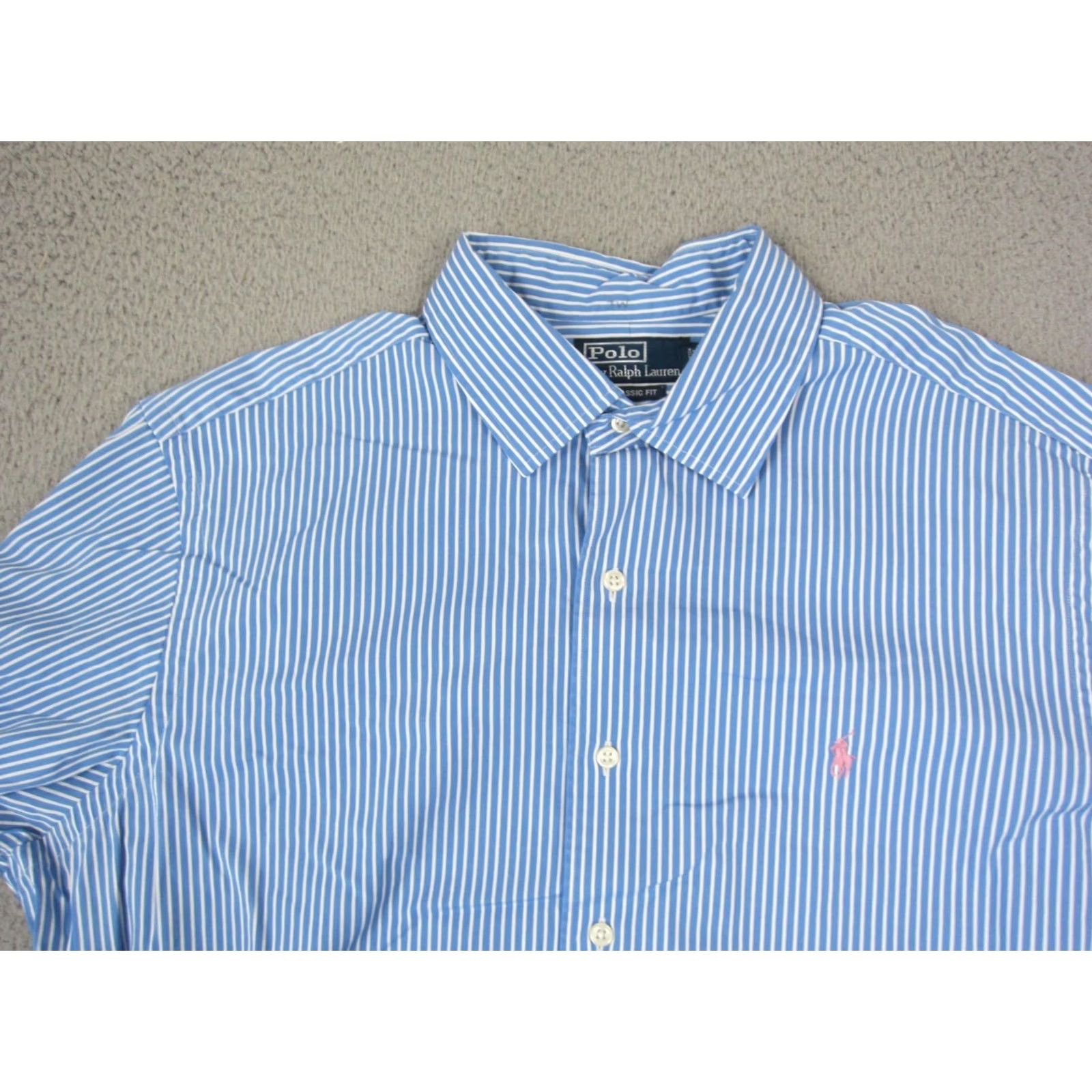Polo Ralph Lauren Polo Ralph Lauren Shirt Adult XL Blue Pink Pony Striped Vintage Fit Size US XL / EU 56 / 4 - 2 Thumbnail