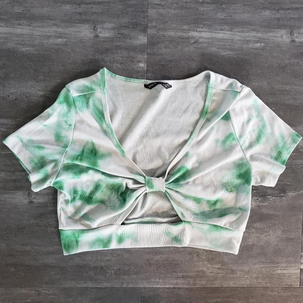 Shein Green Tie Dye SHEIN Cropped Short Sleeve Size L / US 10 / IT 46 - 1 Thumbnail