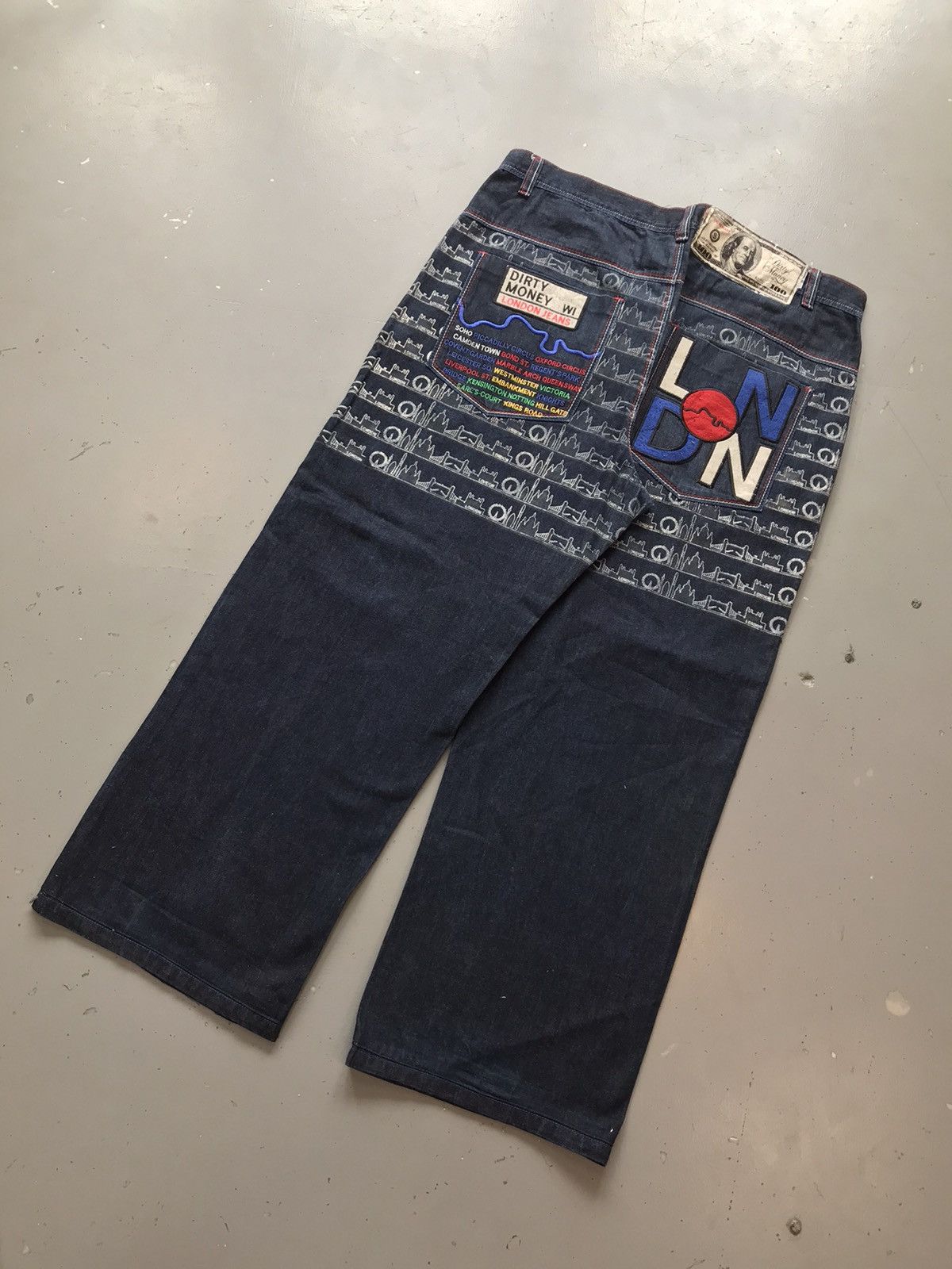 Vintage Vintage dirty money London embroidered SpellOut denim Size US 40 / EU 56 - 7 Thumbnail