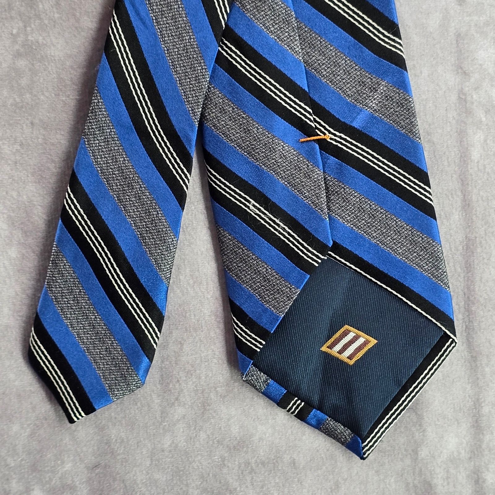 Joseph Abboud Joseph Abboud Blue Gray Stripe 100% Silk Men's Neck Tie NWOT Size 30 - 6 Thumbnail