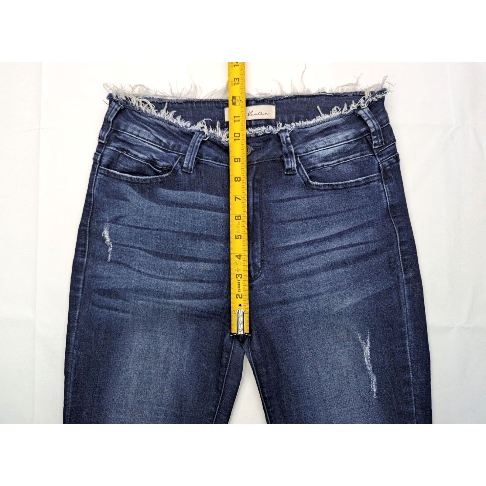 Vintage Kancan Kiri Mid Rise Distressed Tapered Jeans Women 28 30" Inseam Stretch Blue Size 28" / US 6 / IT 42 - 4 Thumbnail