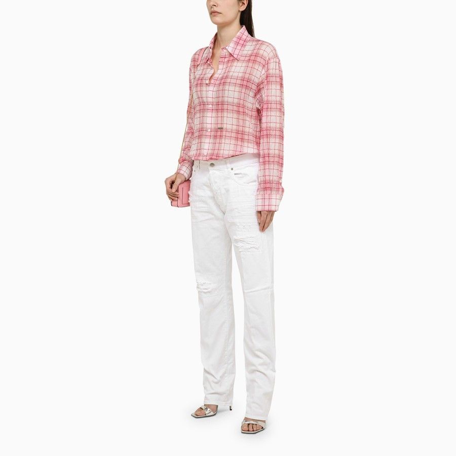 Dsquared2 o1d2blof0824 Checked Cotton Shirt in Pink & White Size S / US 4 / IT 40 - 2 Thumbnail