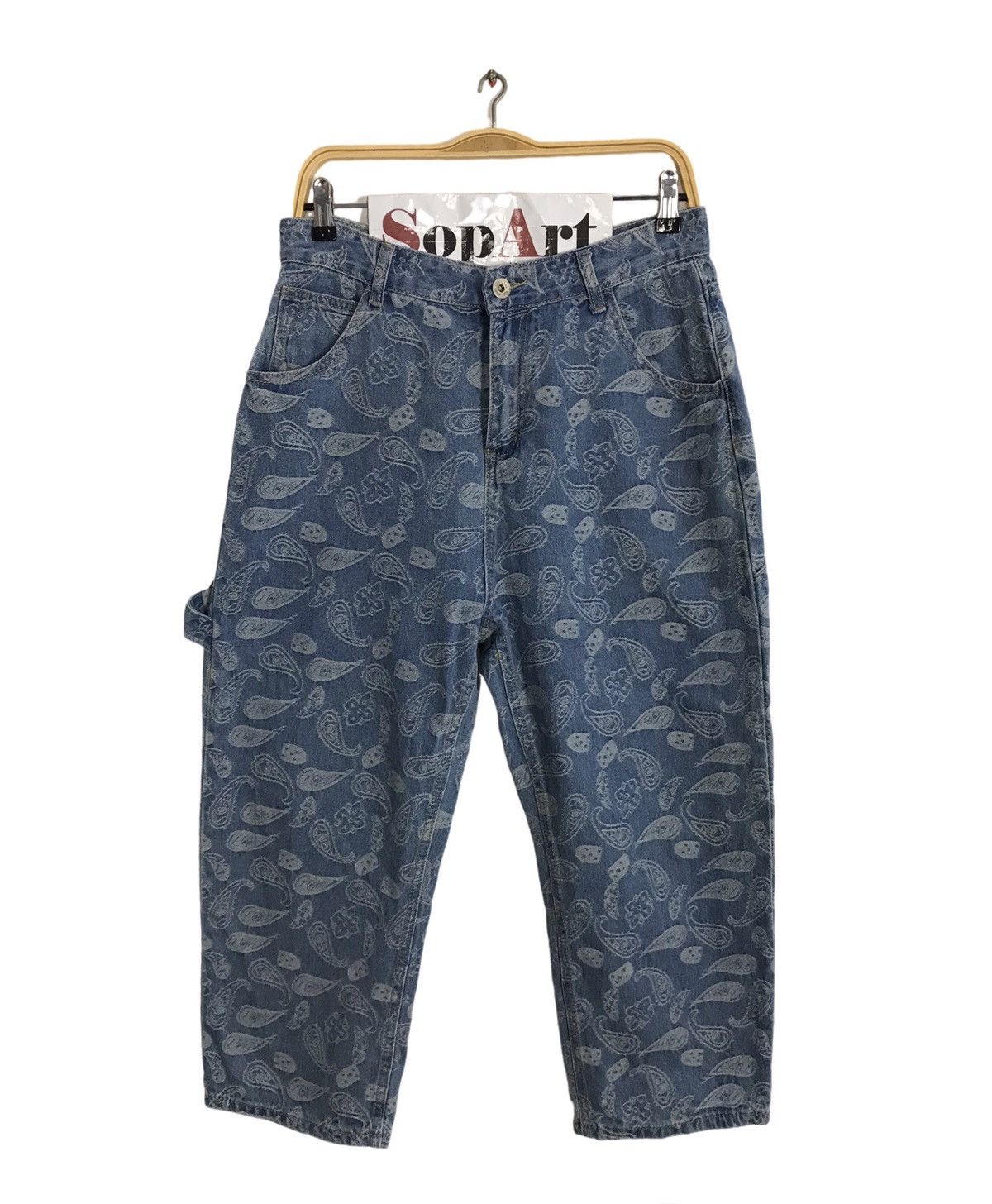 Japanese Brand × Vintage Vintage Japanese Brand Carpenter Paisley Art Denim Shorts Size US 30 / EU 46 - 1 Thumbnail