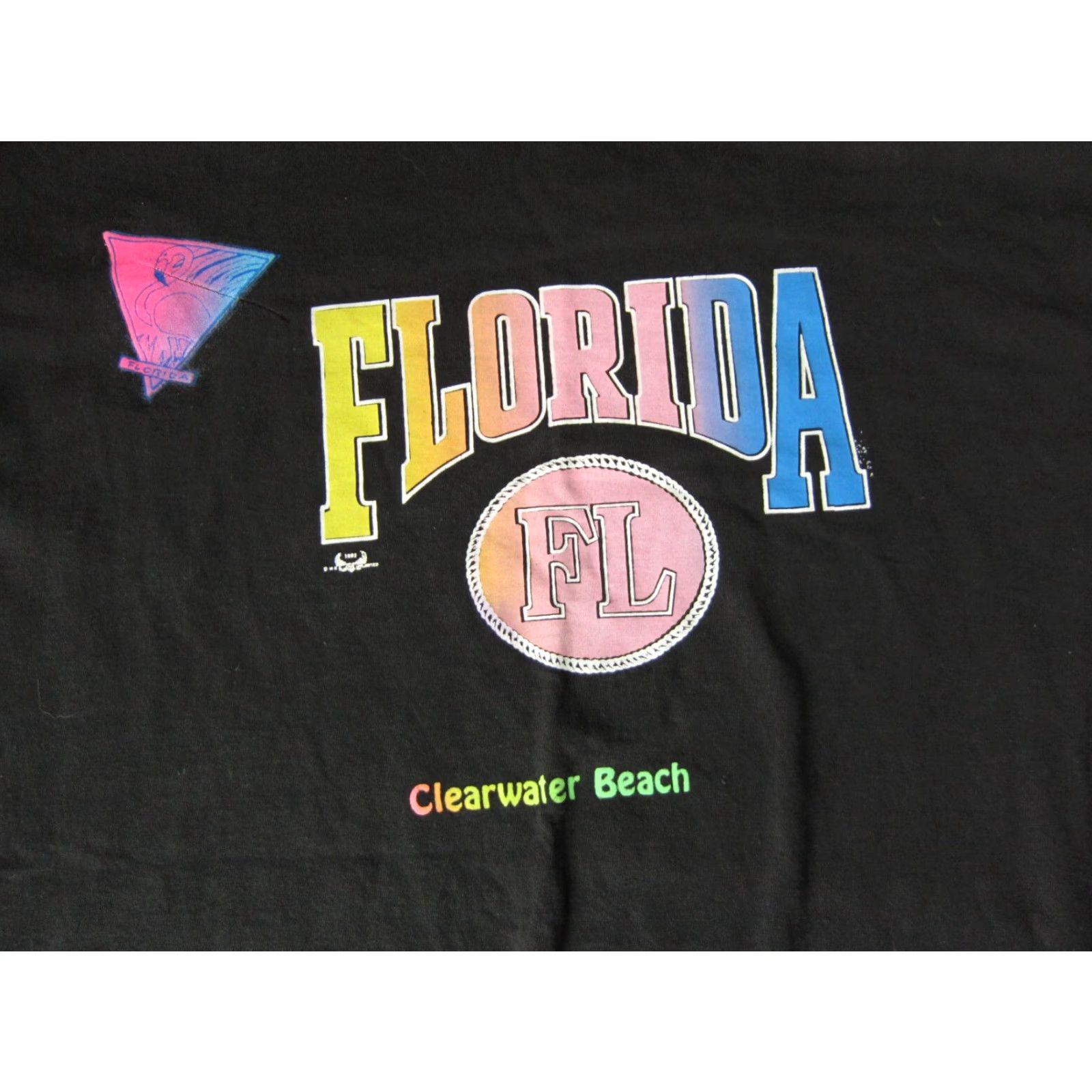Vintage VINTAGE Oneita Florida Shirt XL Black Crew Neck Short Sleeve T-Shirt 80s 90s Mens Made in USA Single Stitch Size US XL / EU 56 / 4 - 2 Thumbnail