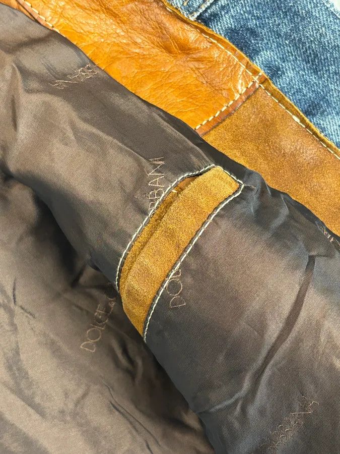 Dolce & Gabbana SS2001 Dolce & Gabbana Brown Patchwork Leather Denim Jacket Size US M / EU 48-50 / 2 - 10 Thumbnail