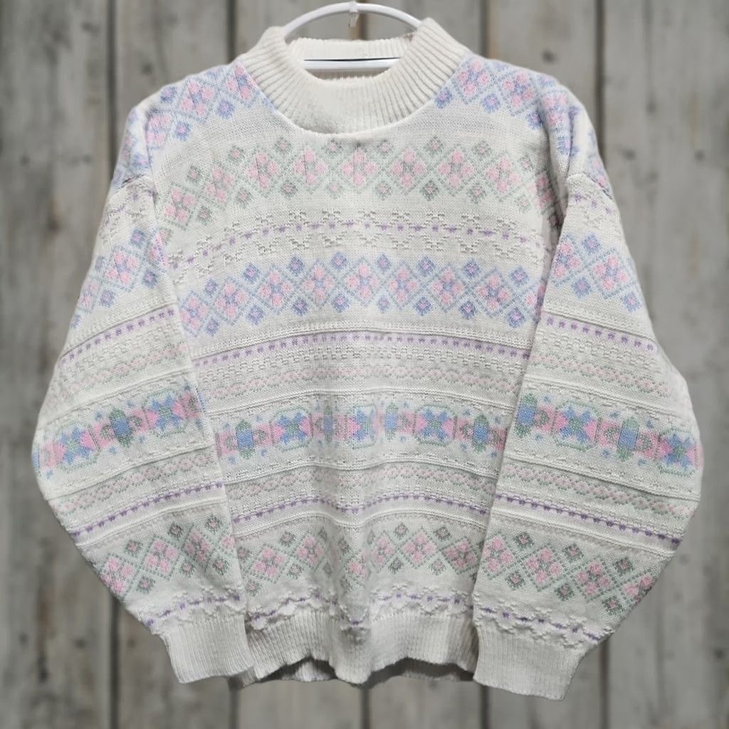 Vintage VINTAGE Diversity Sport Pastel Geometric Easter Acrylic Sweater Womens Medium Petite Size M / US 6-8 / IT 42-44 - 1 Thumbnail