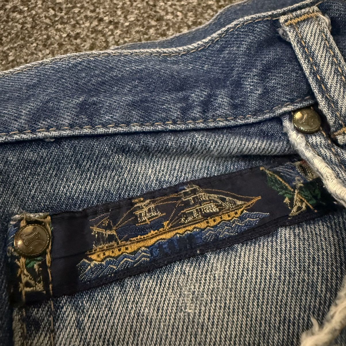 Celine Vintage 90s Voile La Mer Celine Blue Aging Denim Size US 33 - 13 Thumbnail