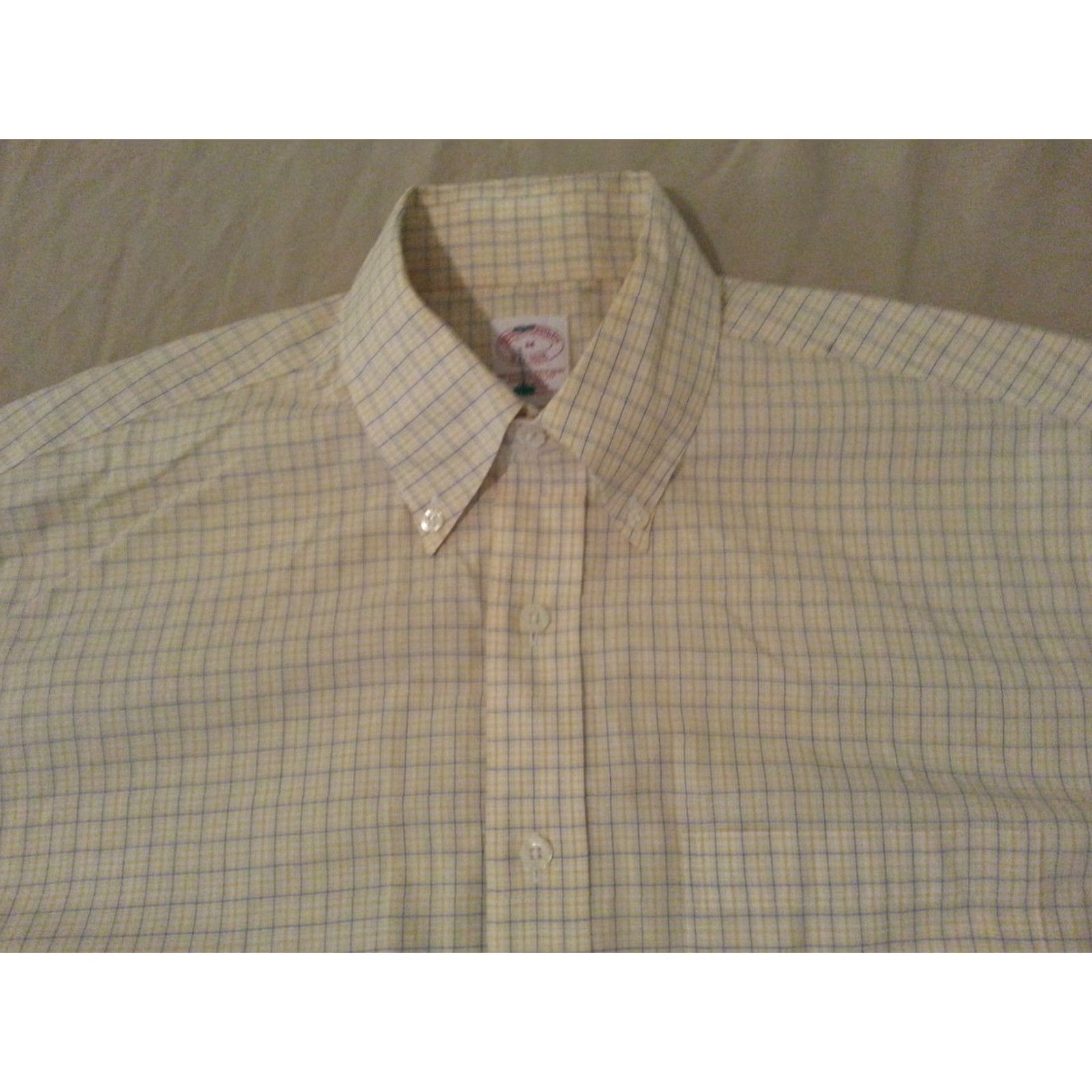 Brooks Brothers Brooks Brothers Dress Shirt Mens M Medium Yellow Button Cotton Size 40R - 3 Thumbnail