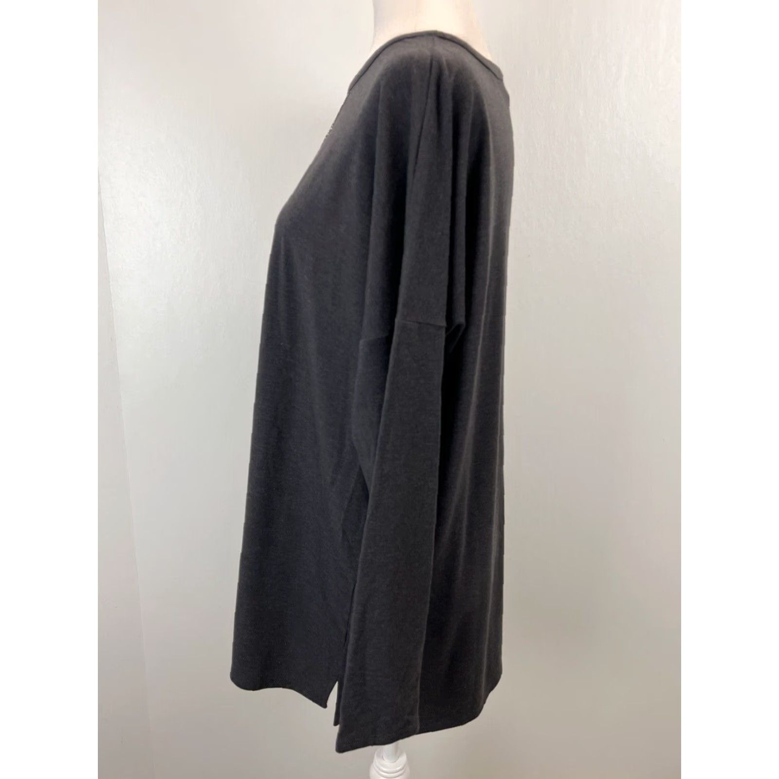J. Jill J. Jill Tunic Top Gray Medium Womens Long Sleeve Soft Tencel Blend Pullover Round Neck Classic Comfort Size M / US 6-8 / IT 42-44 - 2 Thumbnail