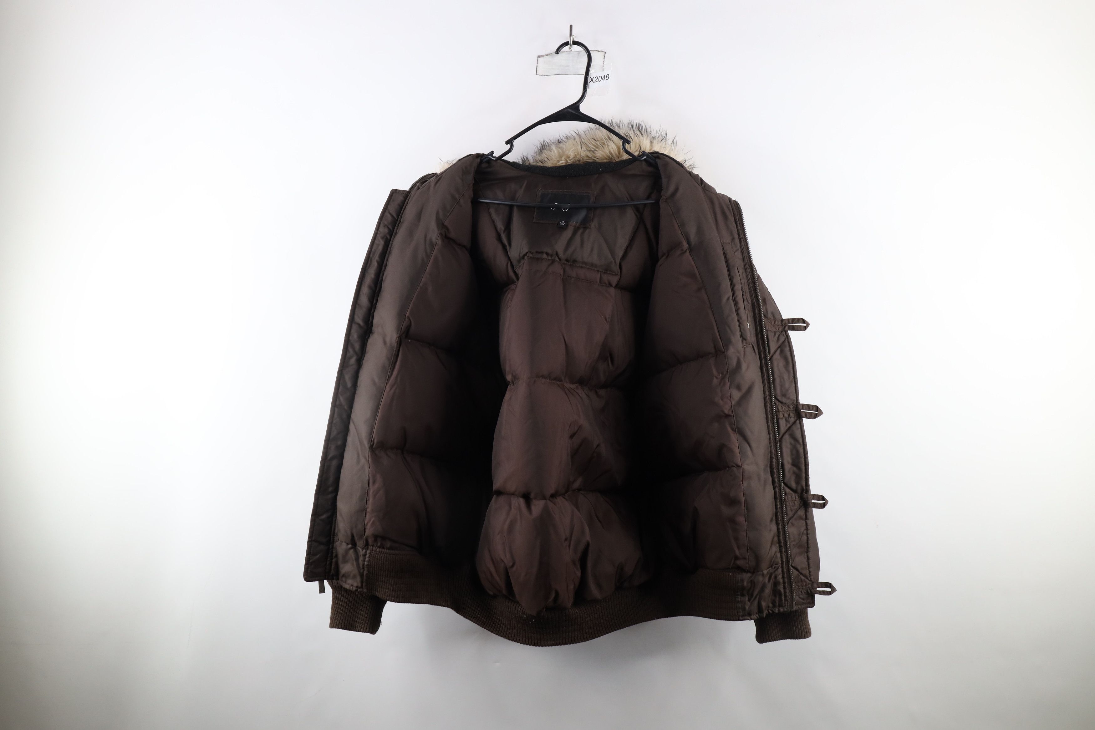 Sean John × Vintage Vintage 90s Sean John Trim Hooded Puffer Bomber Jacket Brown Size US S / EU 44-46 / 1 - 9 Thumbnail