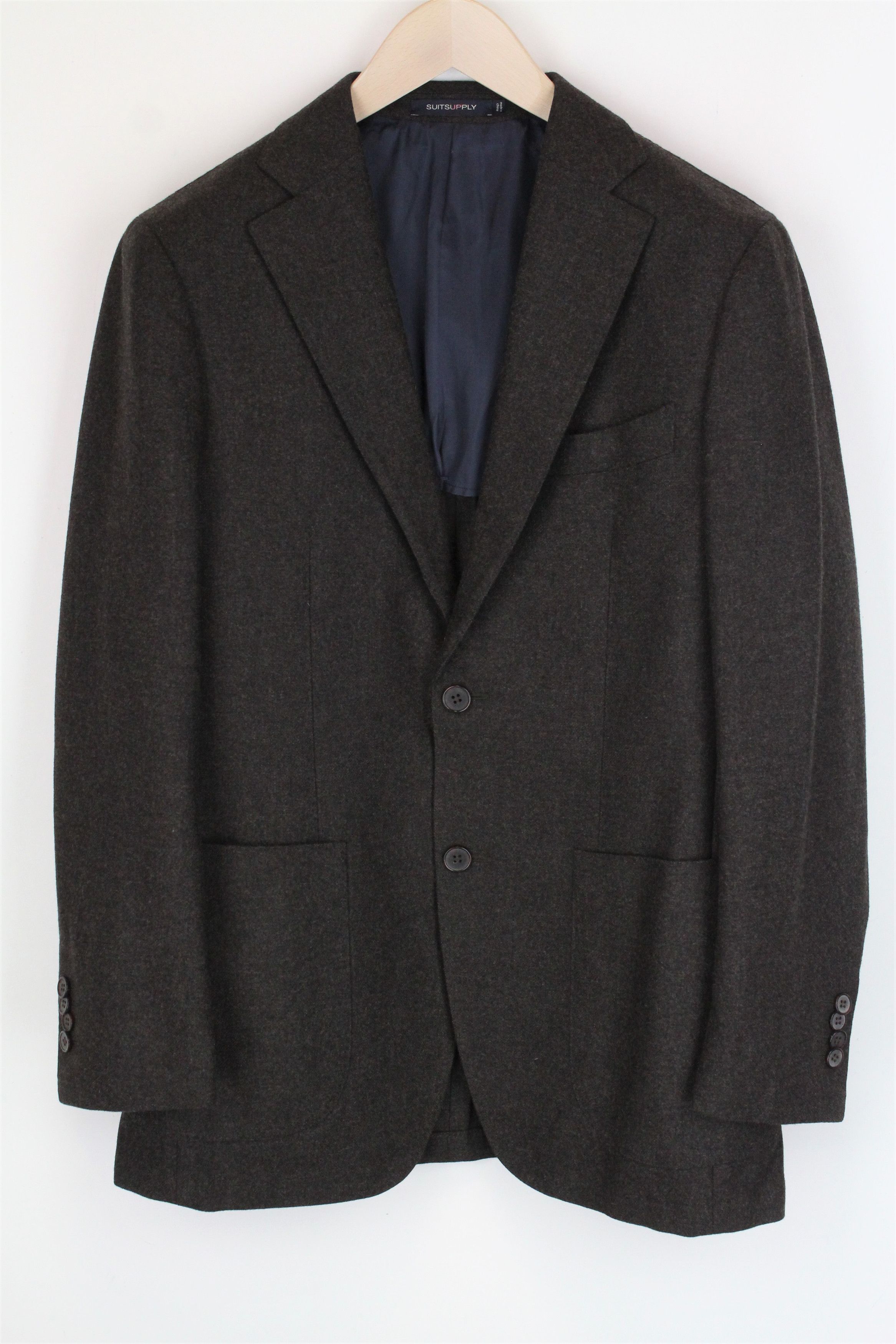 image of Suitsupply Havana Patch Uk38R Brown Slimwool Semi-Linedblazer 61053, Men's
