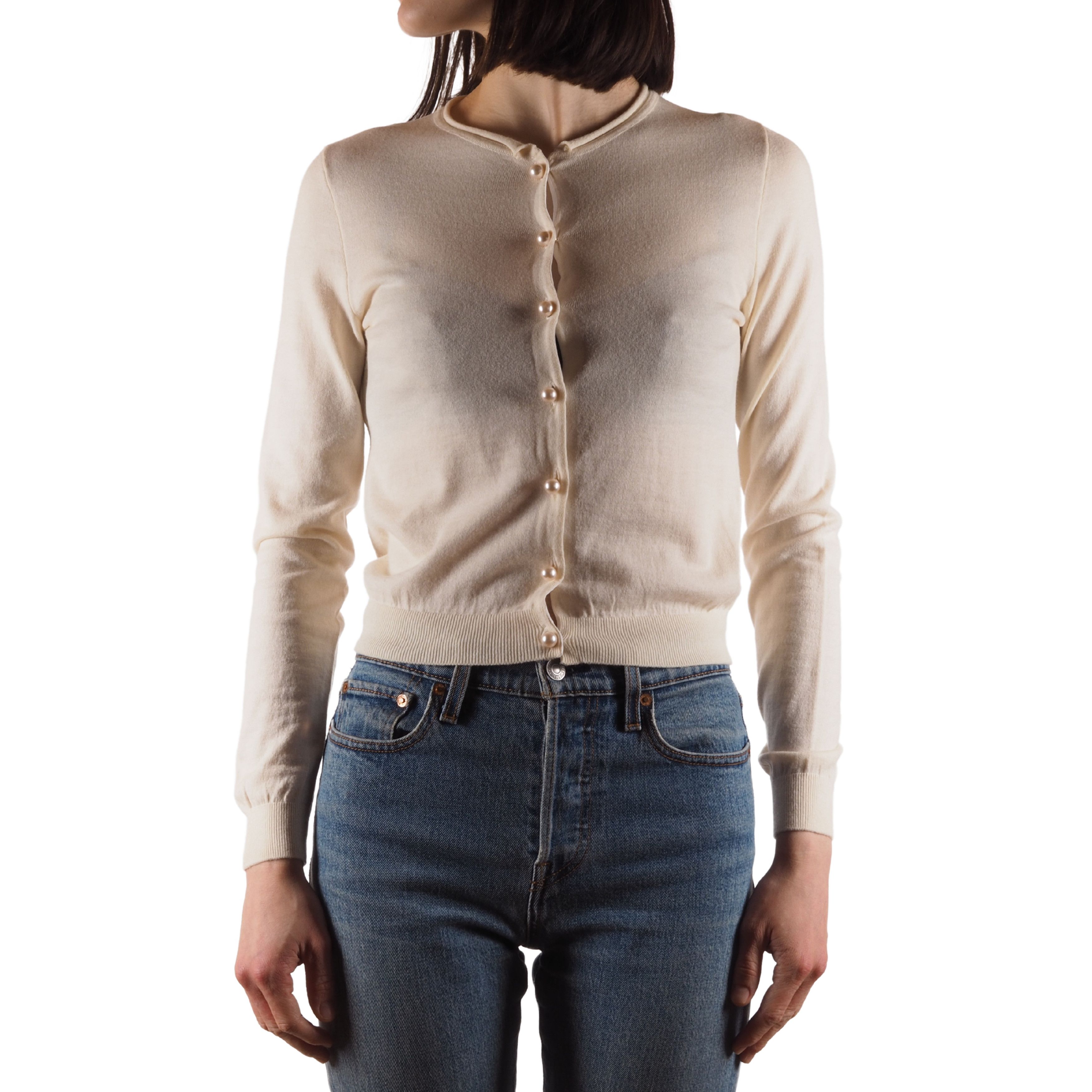 Moschino Cheap and Chic Vintage Pearl Button Wool Cardigan