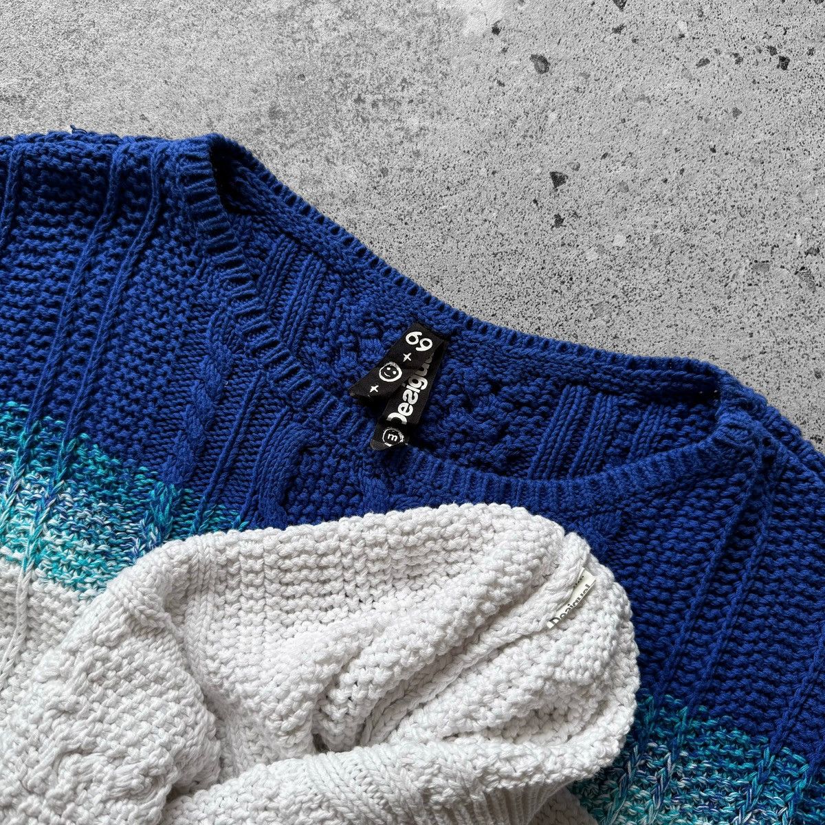 Designer × Desigual Desigual Womens Blue White Knitted Sweater Elegant Casual Size M / US 6-8 / IT 42-44 - 4 Thumbnail