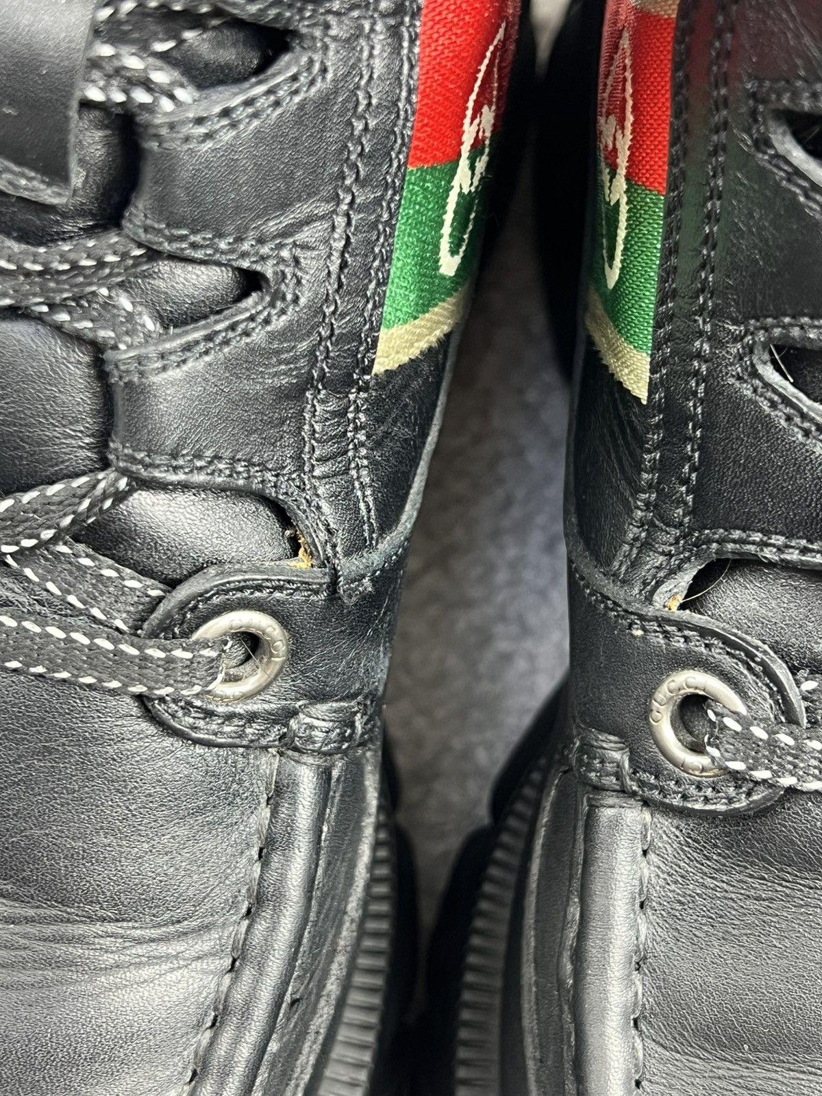 Gucci Gucci Black Leather “Interlocking G” Platform Ankle Boots Size US 7 / EU 40 - 4 Thumbnail