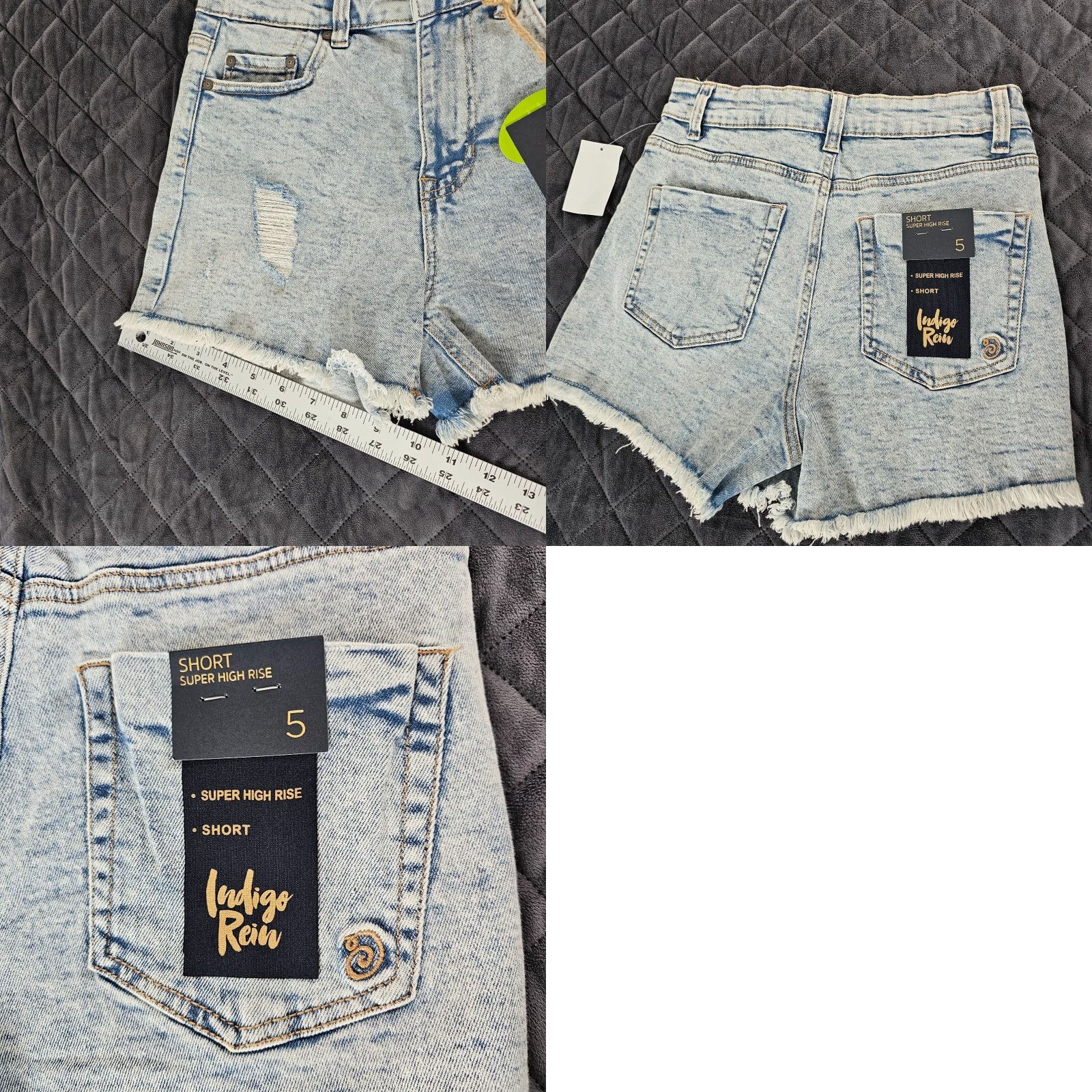 Vintage Indigo Rein Women's Super High Rise Jean Shorts Size 5 Light Wash Blue Denim Size 26" / US 2 / IT 38 - 8 Thumbnail