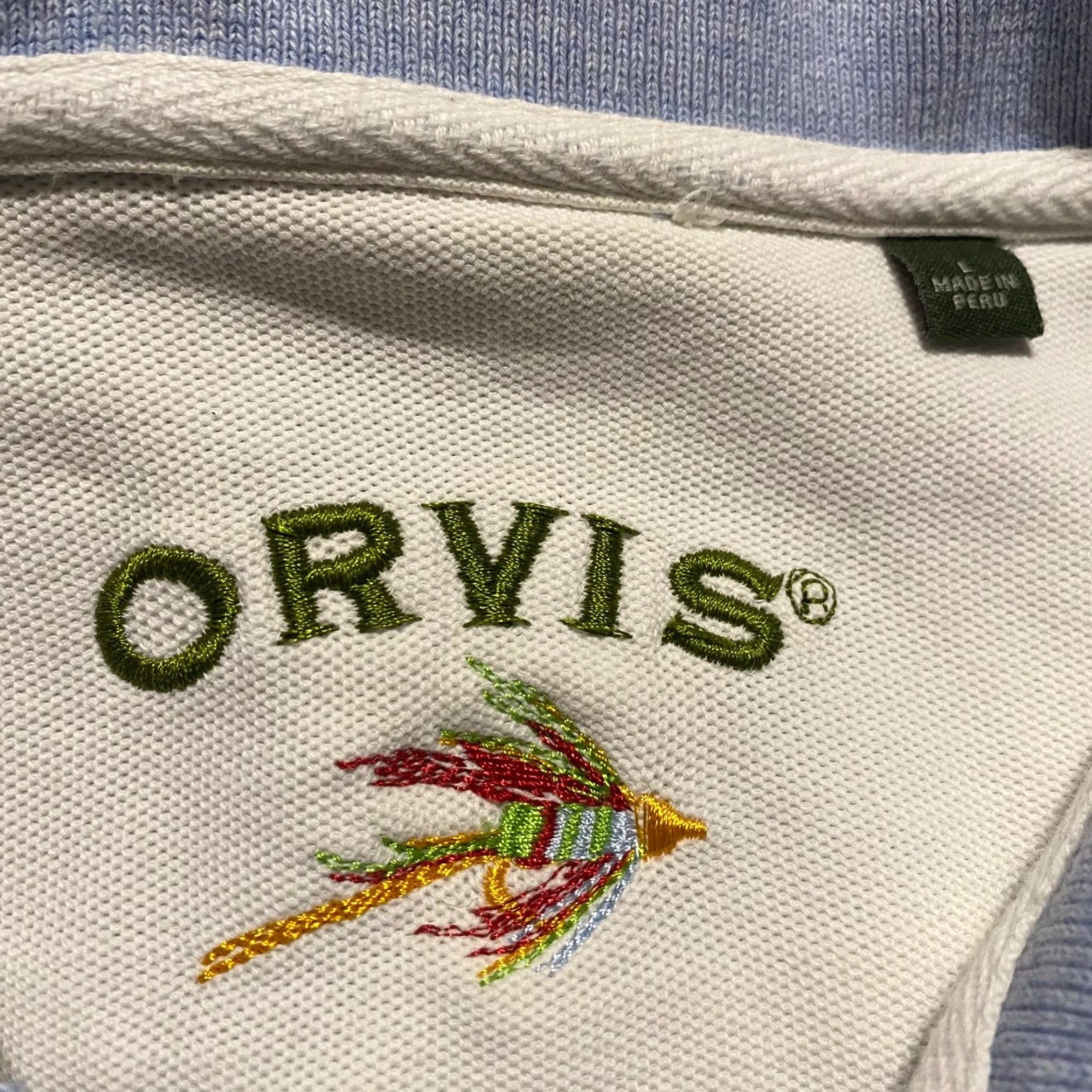 Orvis Orvis Polo Shirt Men's Large Short Sleeve Knit 100% Cotton Blue Solid Golf Regular Size US L / EU 52-54 / 3 - 3 Thumbnail