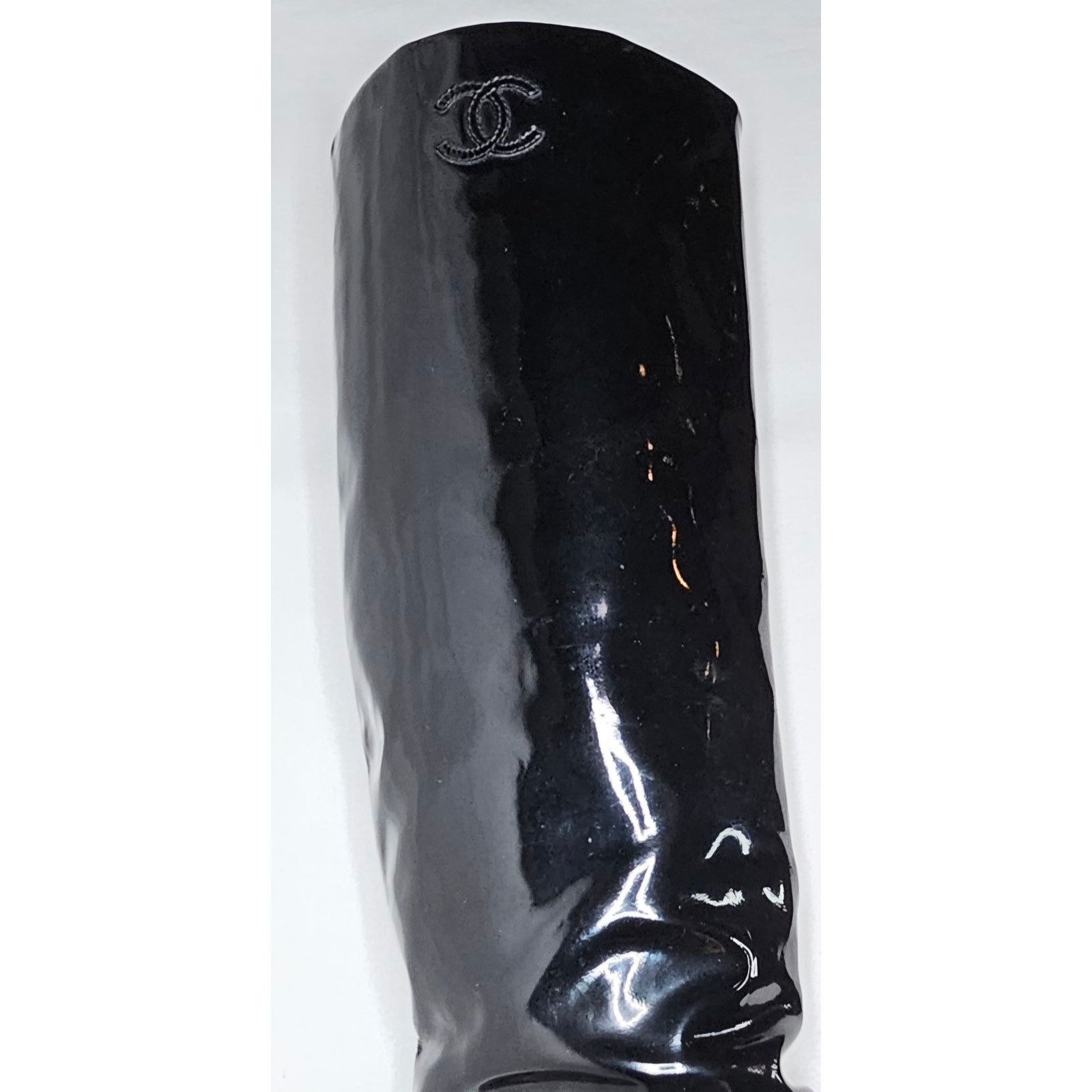 Chanel Chanel black patent boots and embroidered CC logo Size US 6 / IT 36 - 13 Thumbnail