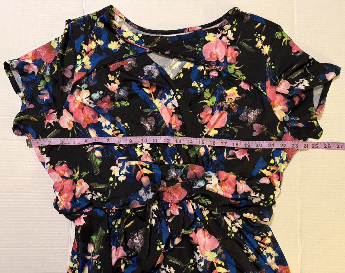Avenue Avenue Women Black Floral Orchid Keyhole Maxi Dress Size 3XL / US 20-22 - 8 Thumbnail