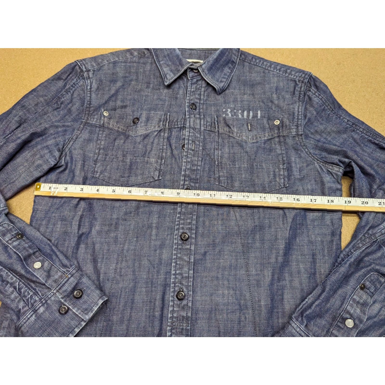 G-Star G-Star Button-Up Denim Shirt M Blue Mens Regular Vintage? No, keep: G-Star Button-Up Blue Shirt M Mens Denim Dark Wash Cedar Border Shirt Jacket? Size US M / EU 48-50 / 2 - 6 Thumbnail