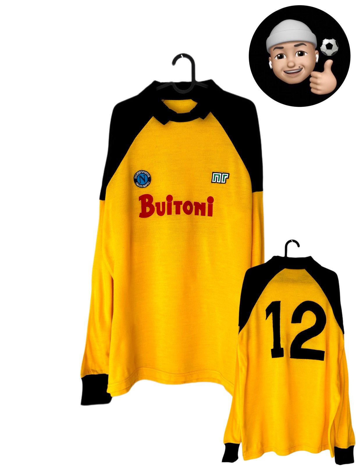Vintage 1985 1986 Napoli Vintage Goalkeeper Long Kit Soccer Jersey Size US L / EU 52-54 / 3 - 1 Thumbnail