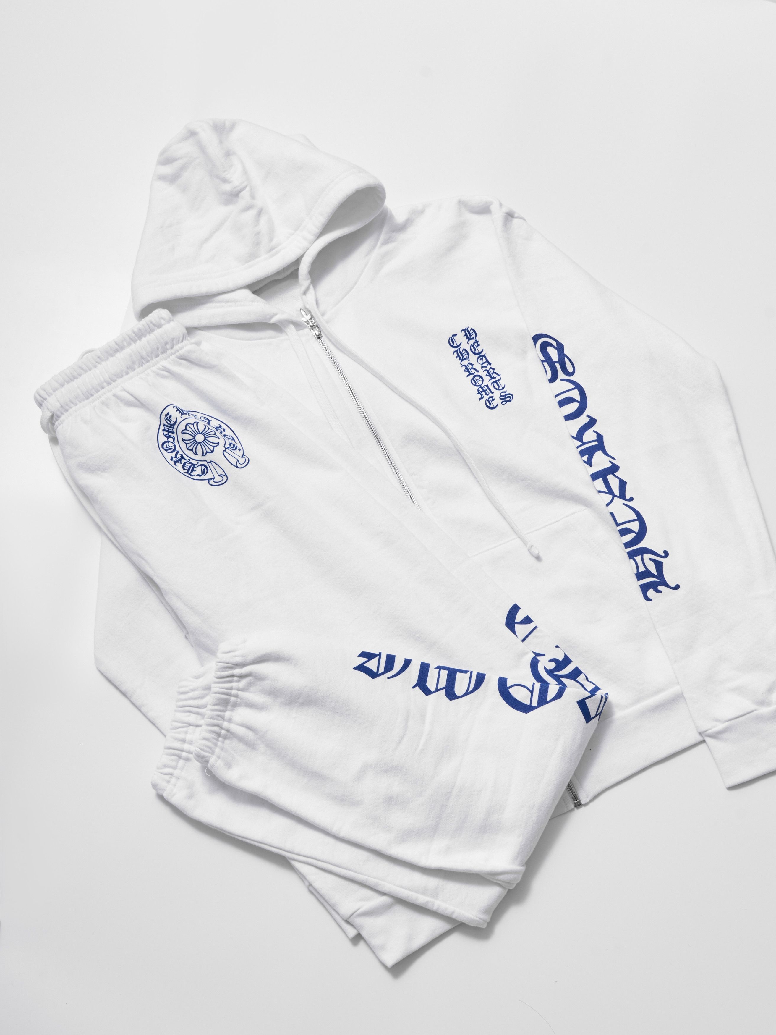 Chrome Hearts Chrome Hearts Blue Scroll White Zip Up Hoodie Size US M / EU 48-50 / 2 - 14 Thumbnail