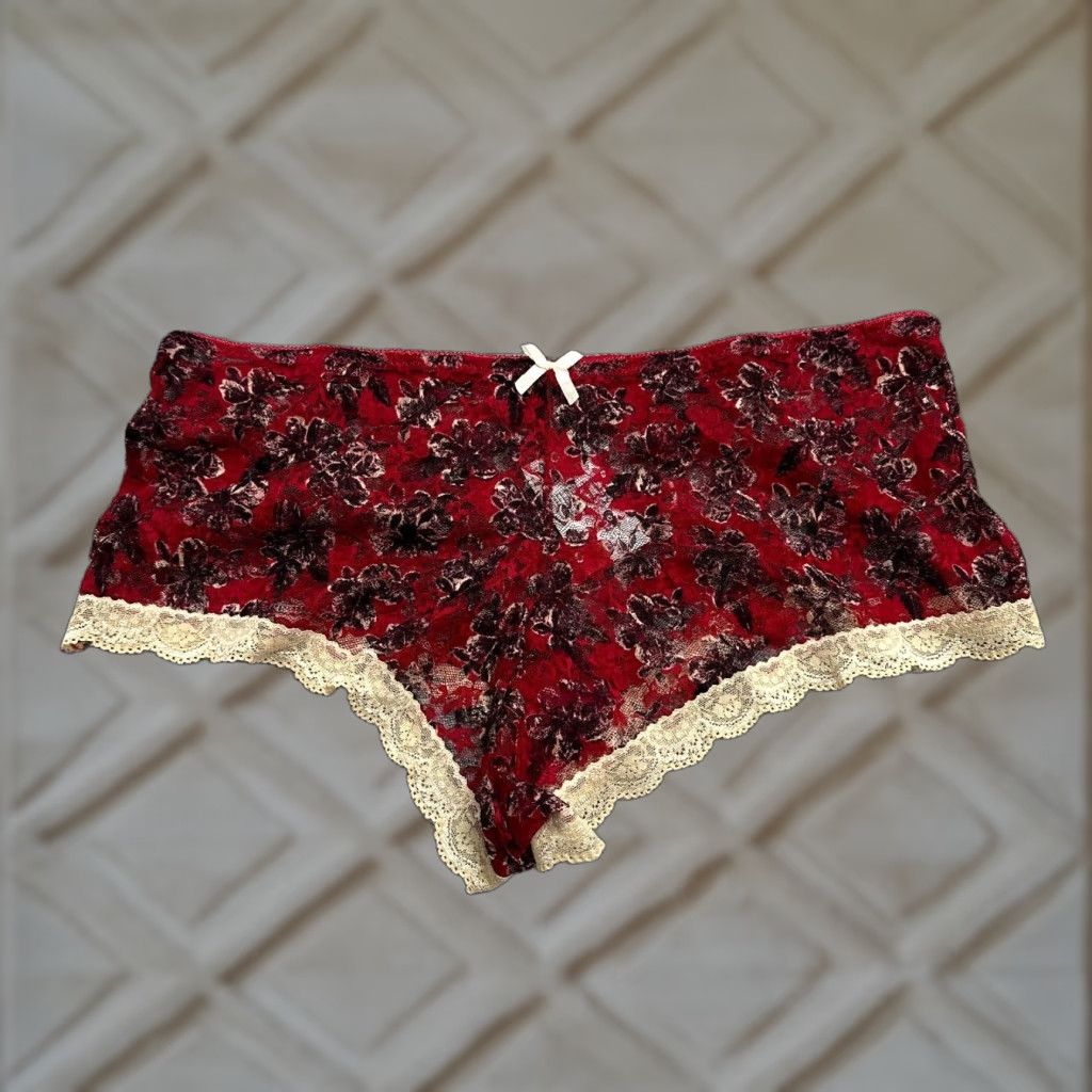 Vintage Black Fuchsia Panties Women 2X Red Lace Floral Bow Seamless Brief NWT Plus Size Womens Size ONE SIZE - 1 Thumbnail
