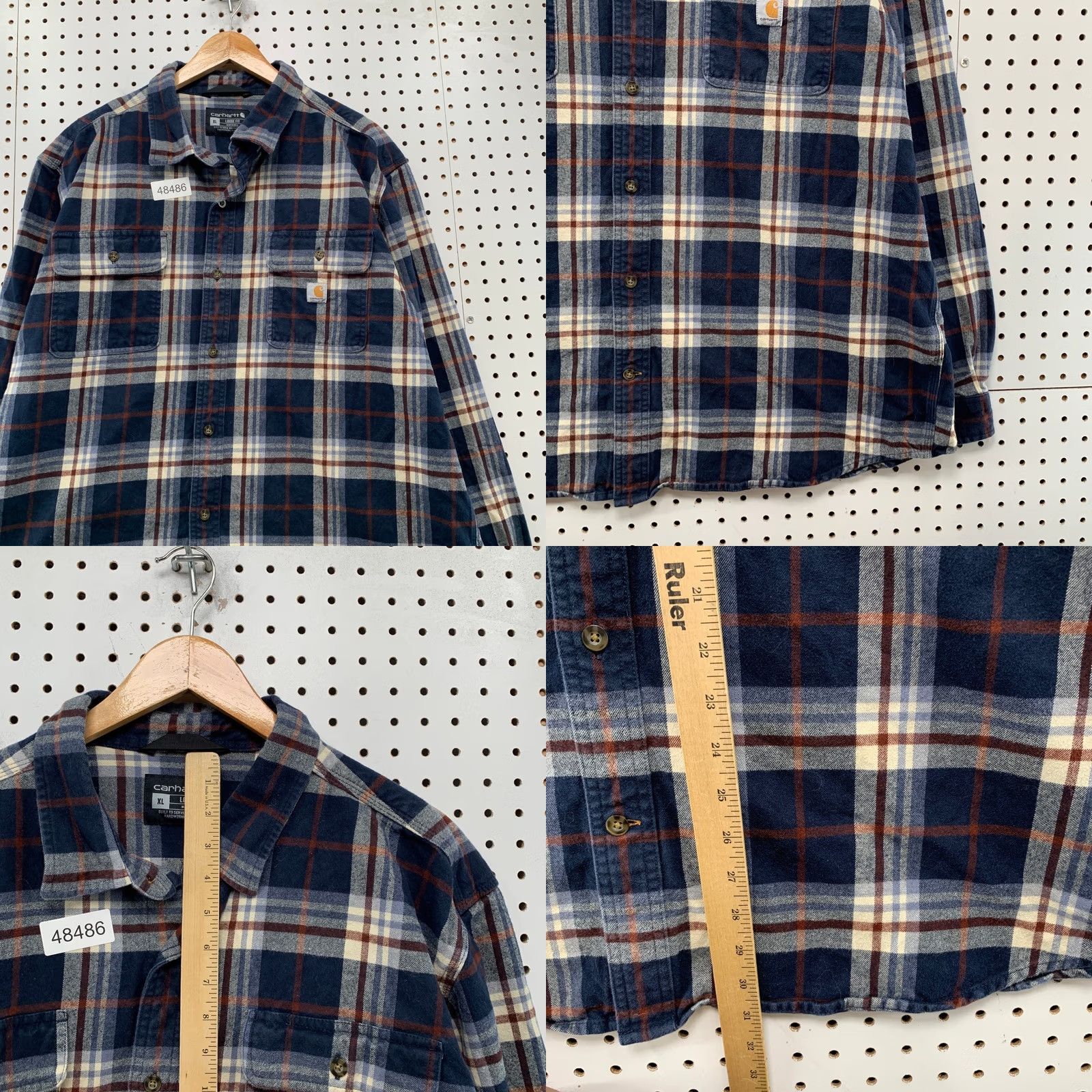 Carhartt Carhartt Shirt Mens XL Blue Plaid Loose Fit Long Sleeve Workwear Flannel Size US XL / EU 56 / 4 - 8 Thumbnail