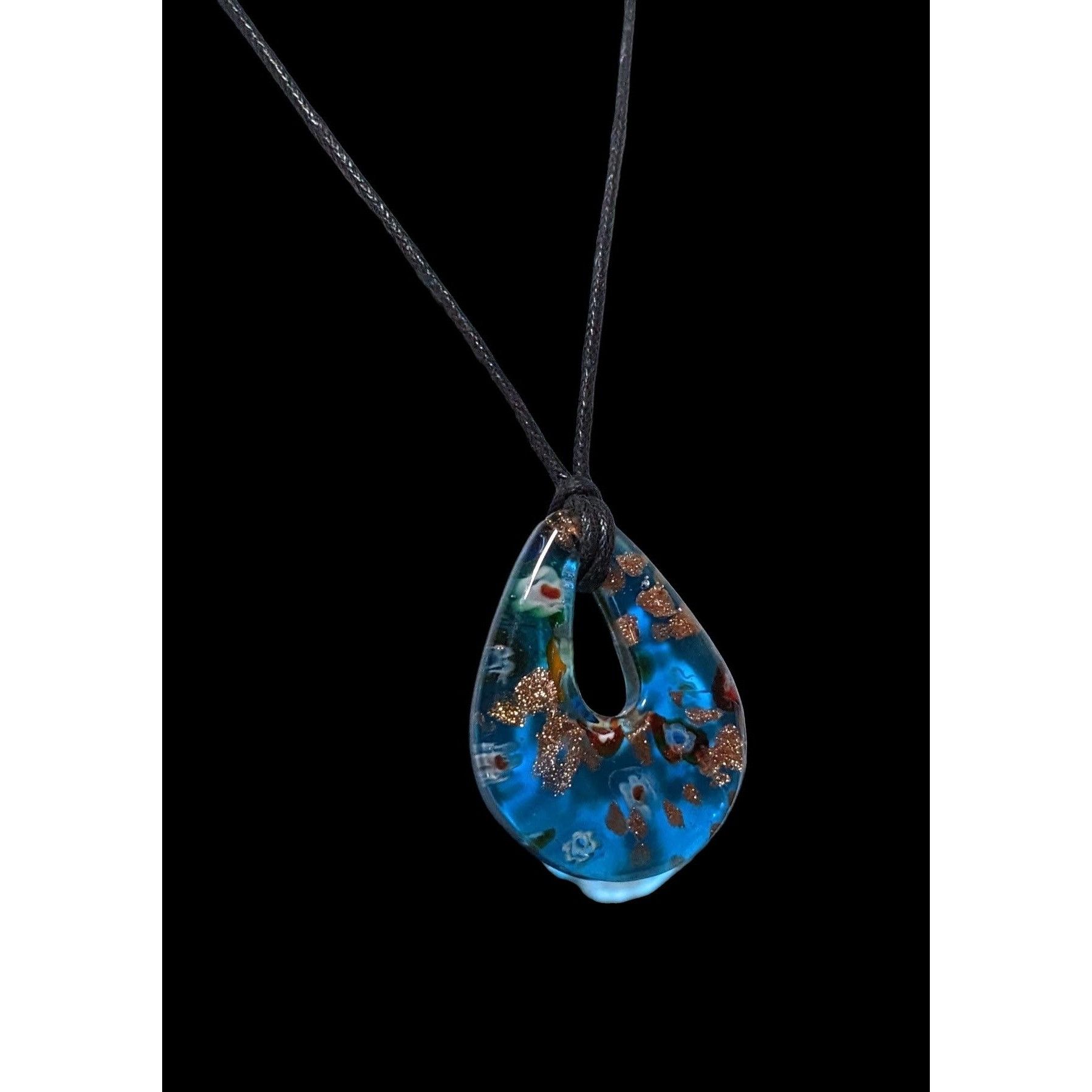 Other Blue Millefiori Glass Blue Teardrop Necklace Size ONE SIZE - 4 Thumbnail