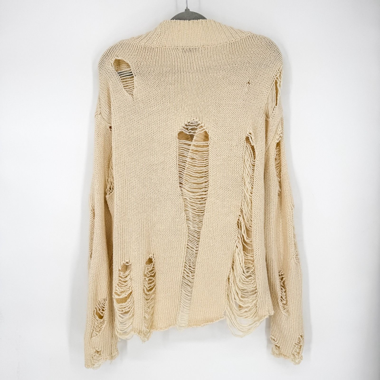 MNML MNML Distressed Cardigan Sweater Cream Shredded Grunge Butto Size US XS / EU 42 / 0 - 4 Thumbnail