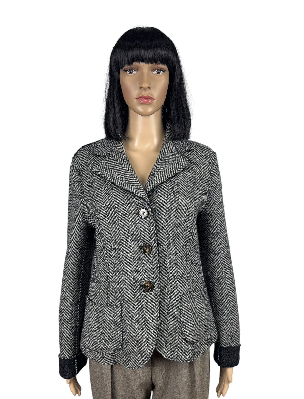 Weekend Max Mara Weekend Max Mara Herringbone Wool Blazer Jacket size US10 Size L / US 10 / IT 46 - 1 Thumbnail