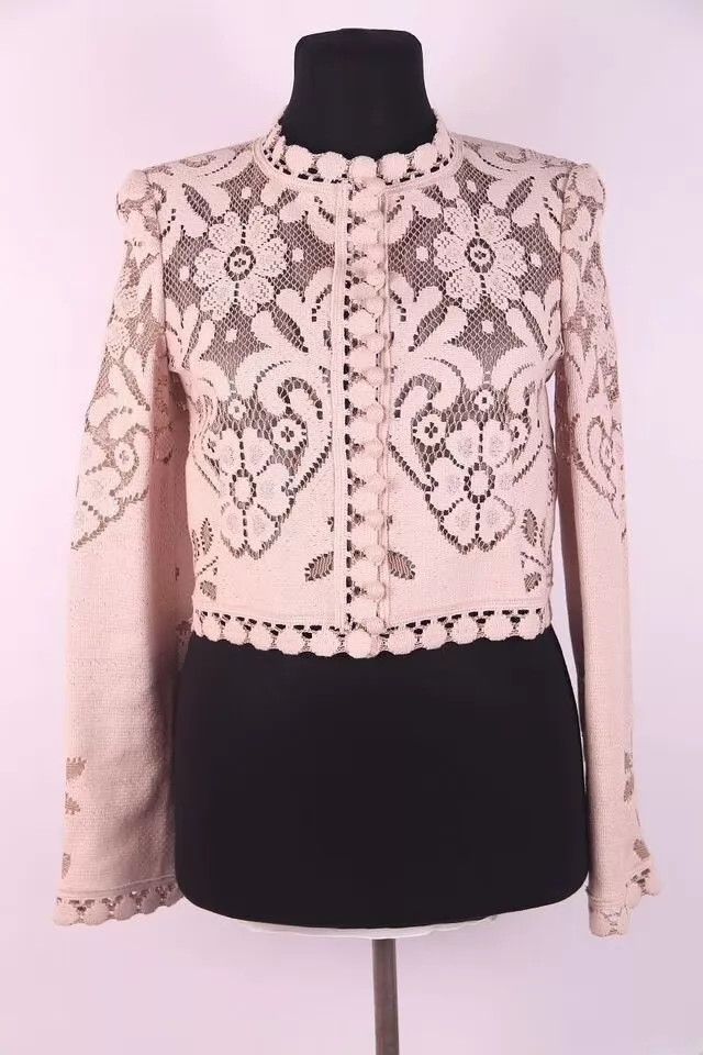 Valentino Valentino Beige lace embroidered short coat Size S / US 4 / IT 40 - 1 Thumbnail
