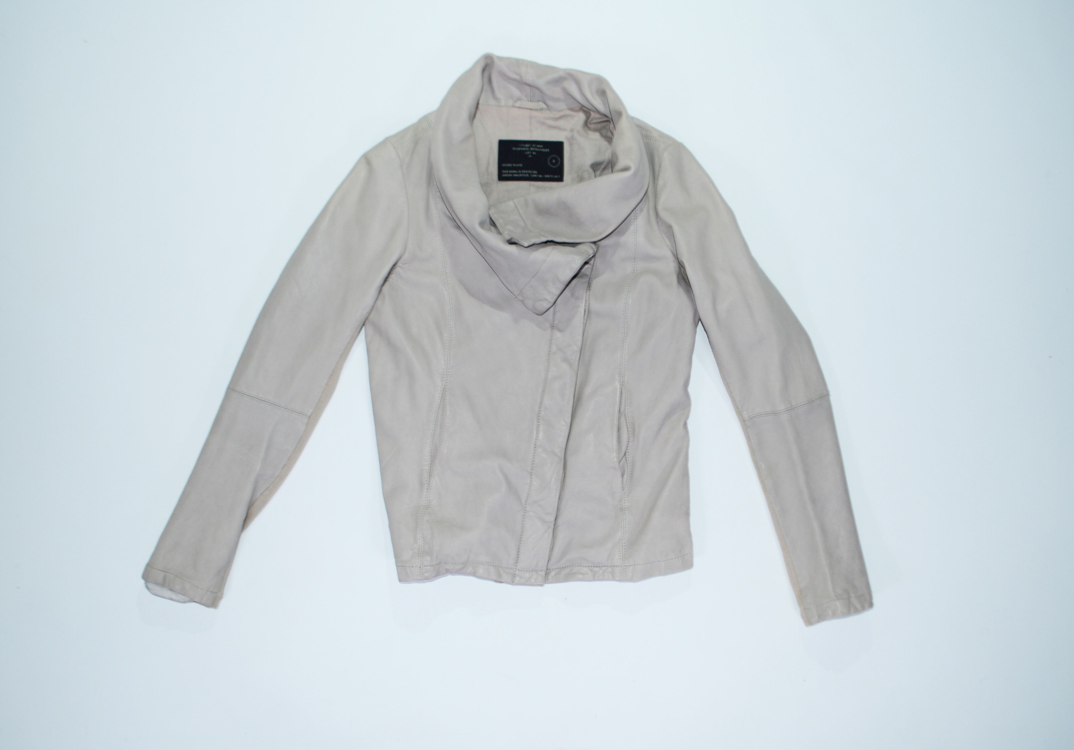 Allsaints Kadian Beige Leather Jacket Size 8