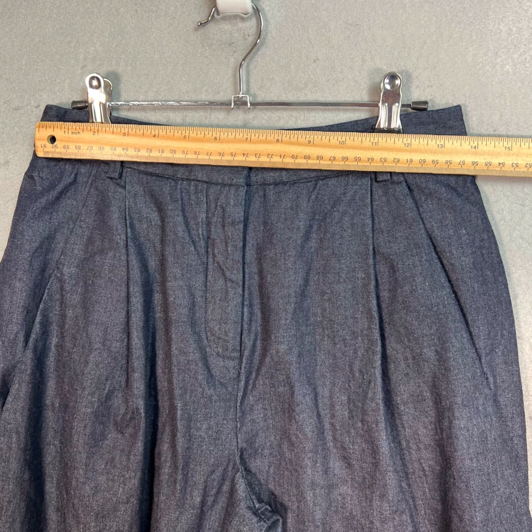 Vintage Elle Sasson Indigo Blue Pleated High Waist Tapered Pants 100% Cotton Size 36 / 4 Women's Regular Size 27" / US 4 / IT 40 - 5 Thumbnail