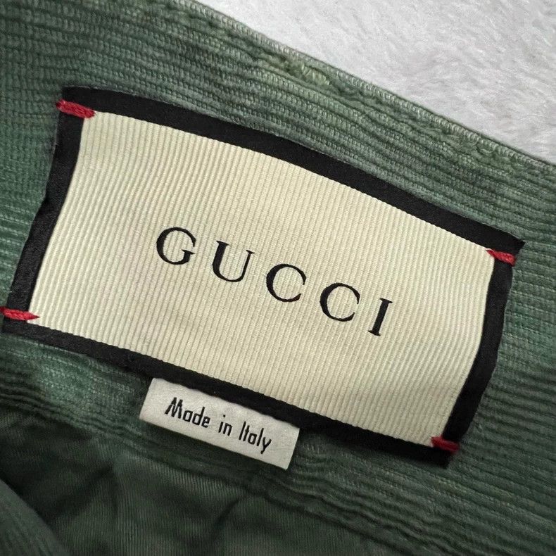Gucci Gucci Green corduroy butterfly embroidered trousers 2502-Ne Size US 26 / EU 42 - 3 Thumbnail