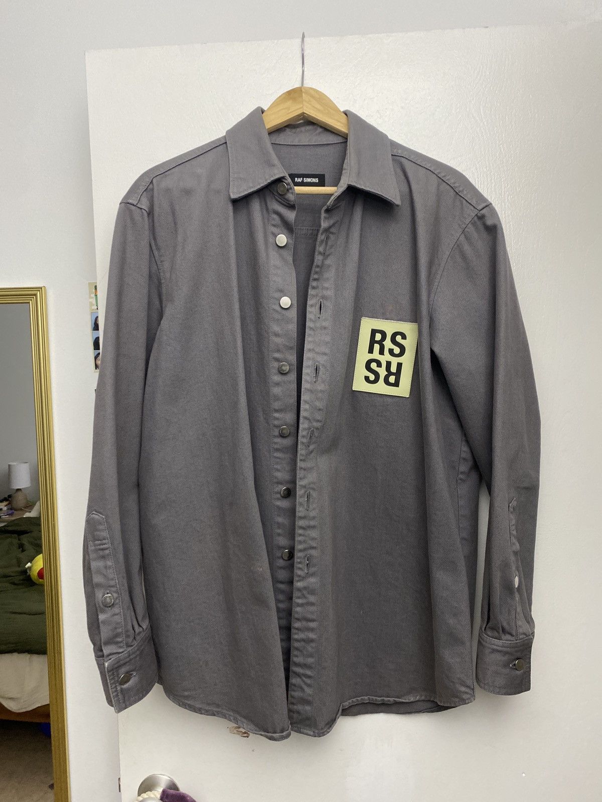image of Raf Simons Aw18/19 Oversized Denim Shirt in Grey, Men's (Size Small)