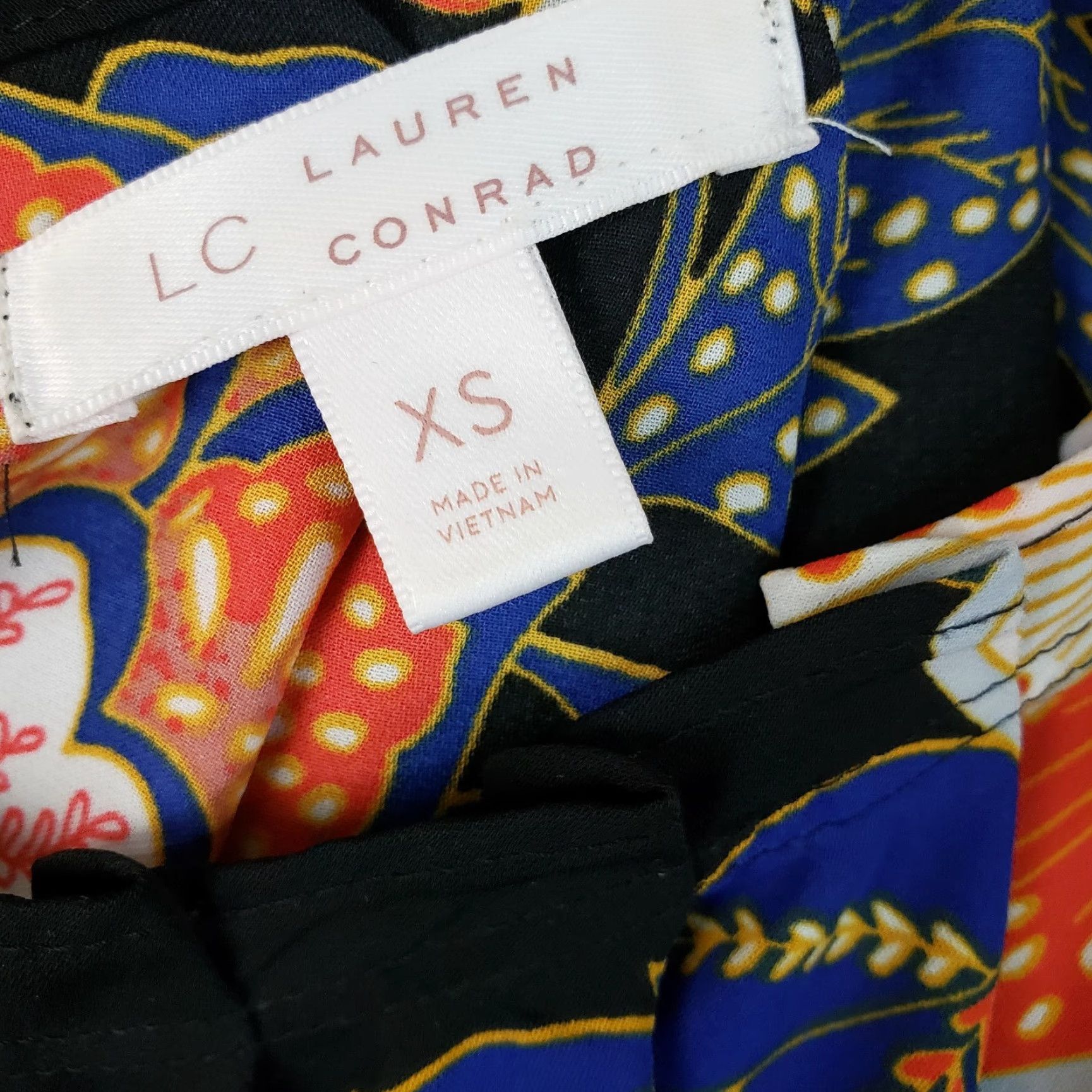 Vintage LC Lauren Conrad Blouse Womens Sz XS Black Orange Floral Pleated Size XS / US 0-2 / IT 36-38 - 5 Thumbnail