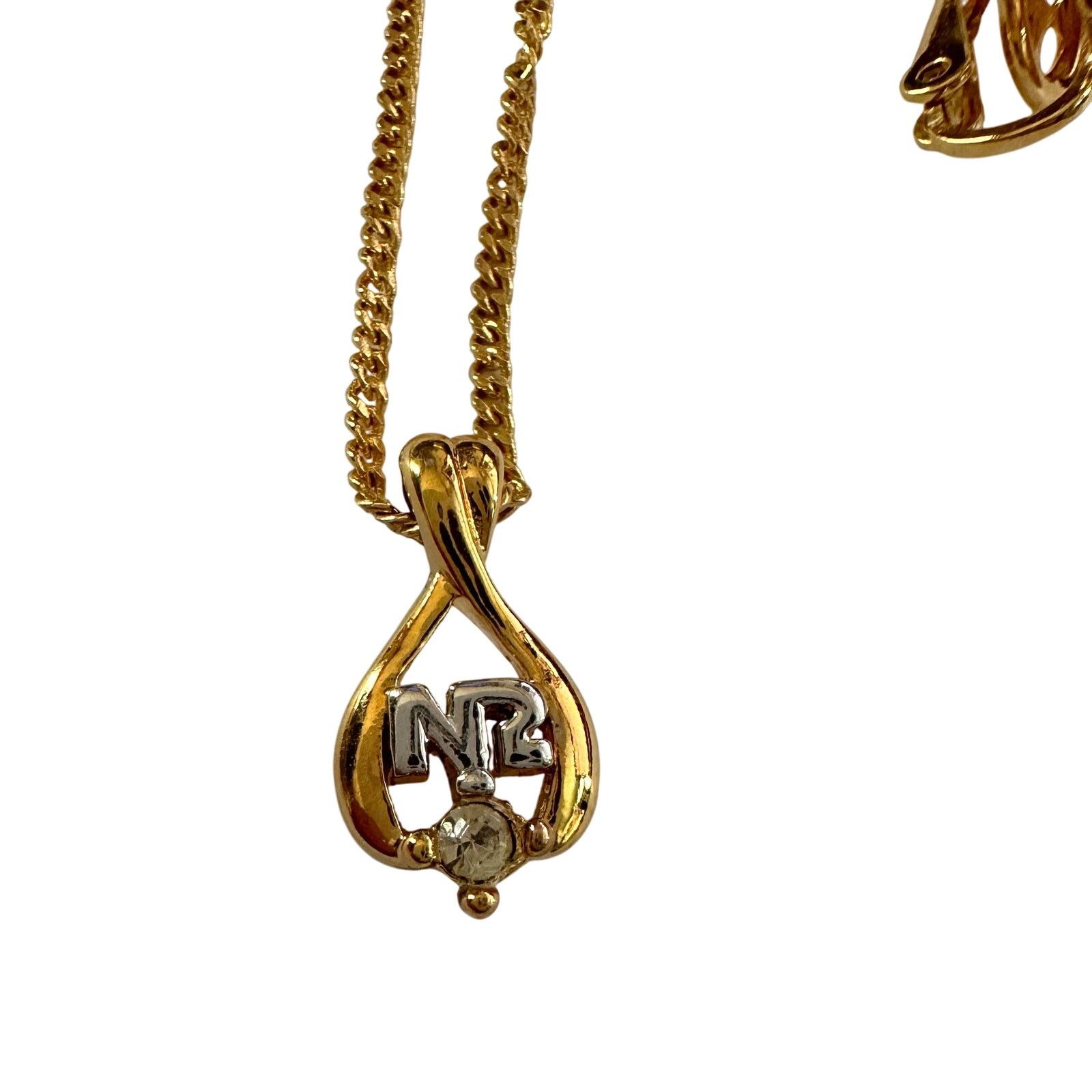 Nina Ricci Nina Ricci Necklace nad Earrings Set NR Rhinestone Size ONE SIZE - 3 Thumbnail