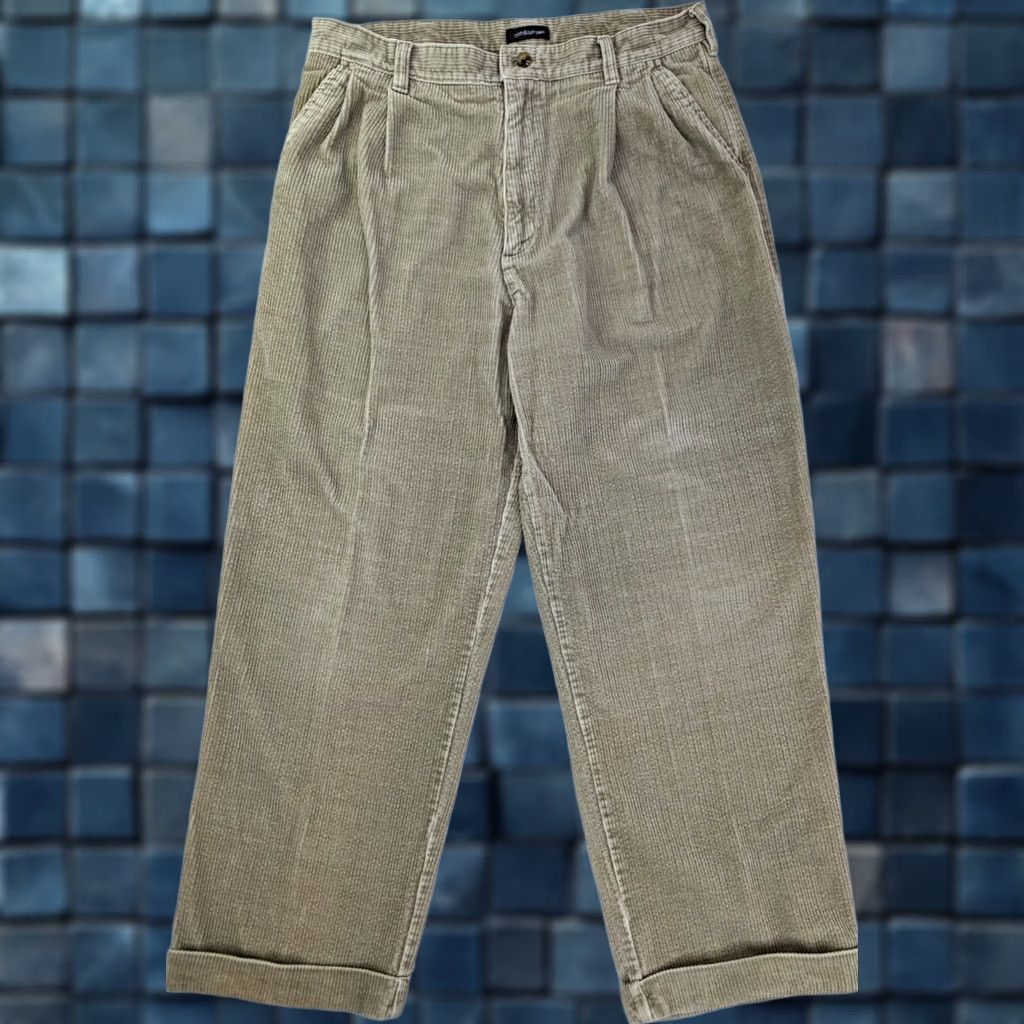 Croft & Barrow Croft & Barrow Pants Men 36x30 (Fits 34x28) Beige Corduroy Straight Pleated Cuff Size US 34 / EU 50 - 1 Thumbnail