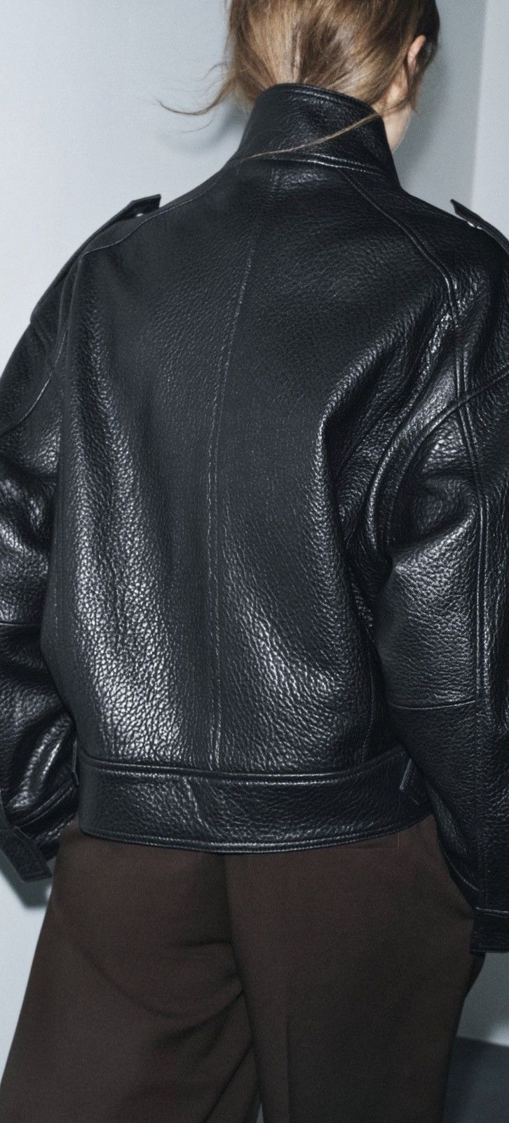 Zara Zara Leather Bomber Jacket ZW Collection Limited Edition - L Size L / US 10 / IT 46 - 6 Thumbnail