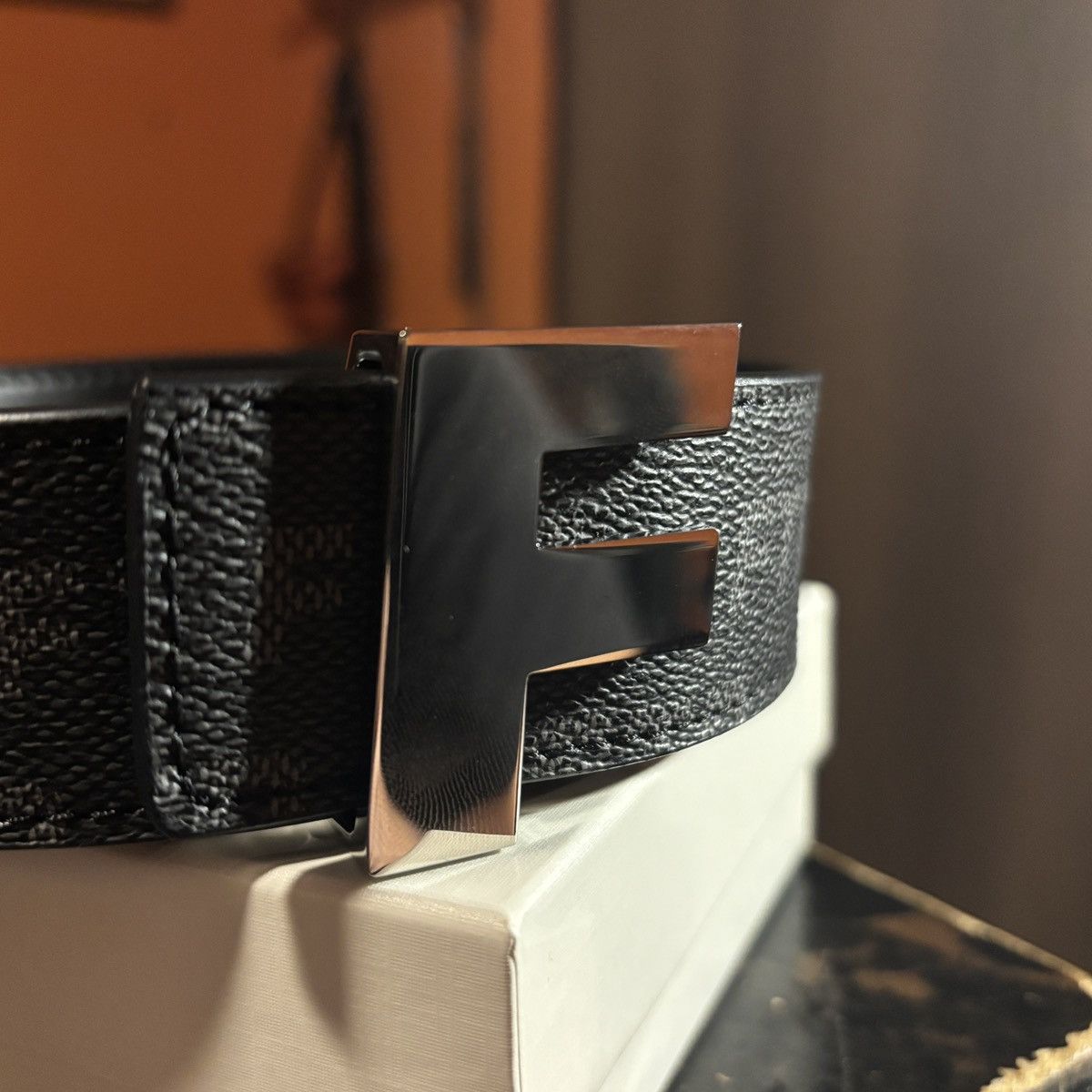 Fuck The Population FTP Logo Repeat Damier Black Belt size L