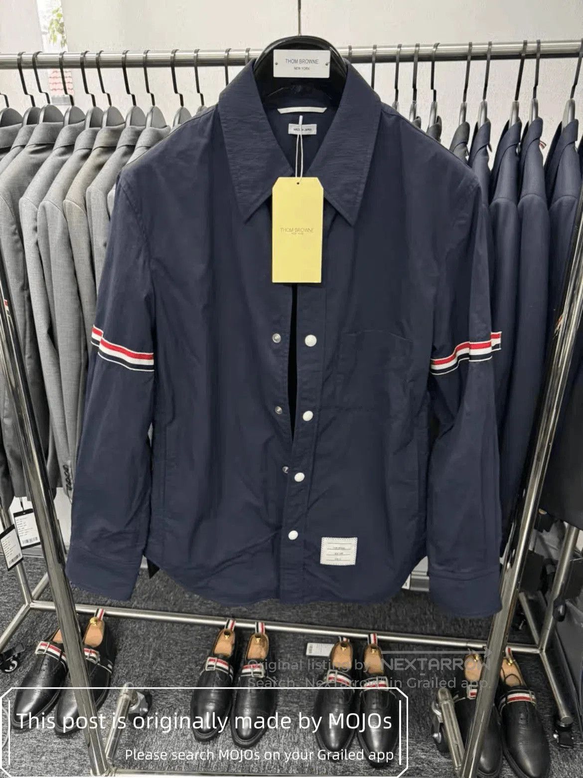 Thom Browne Sz 0 Thom Browne Double Sleeves Navy Stripe Shirt. Size US XS / EU 42 / 0 - 1 Thumbnail
